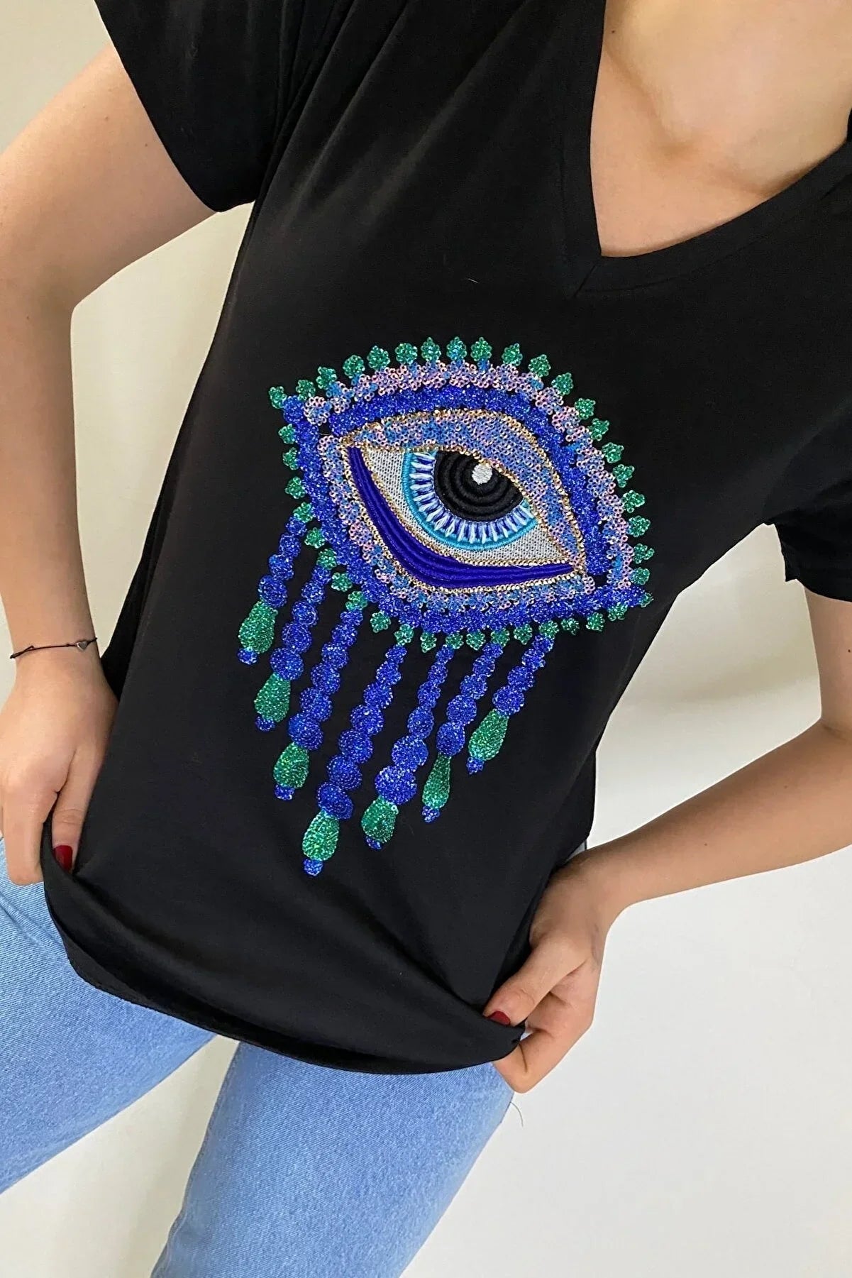 Tilda Black Evil Eye Cotton T-Shirt