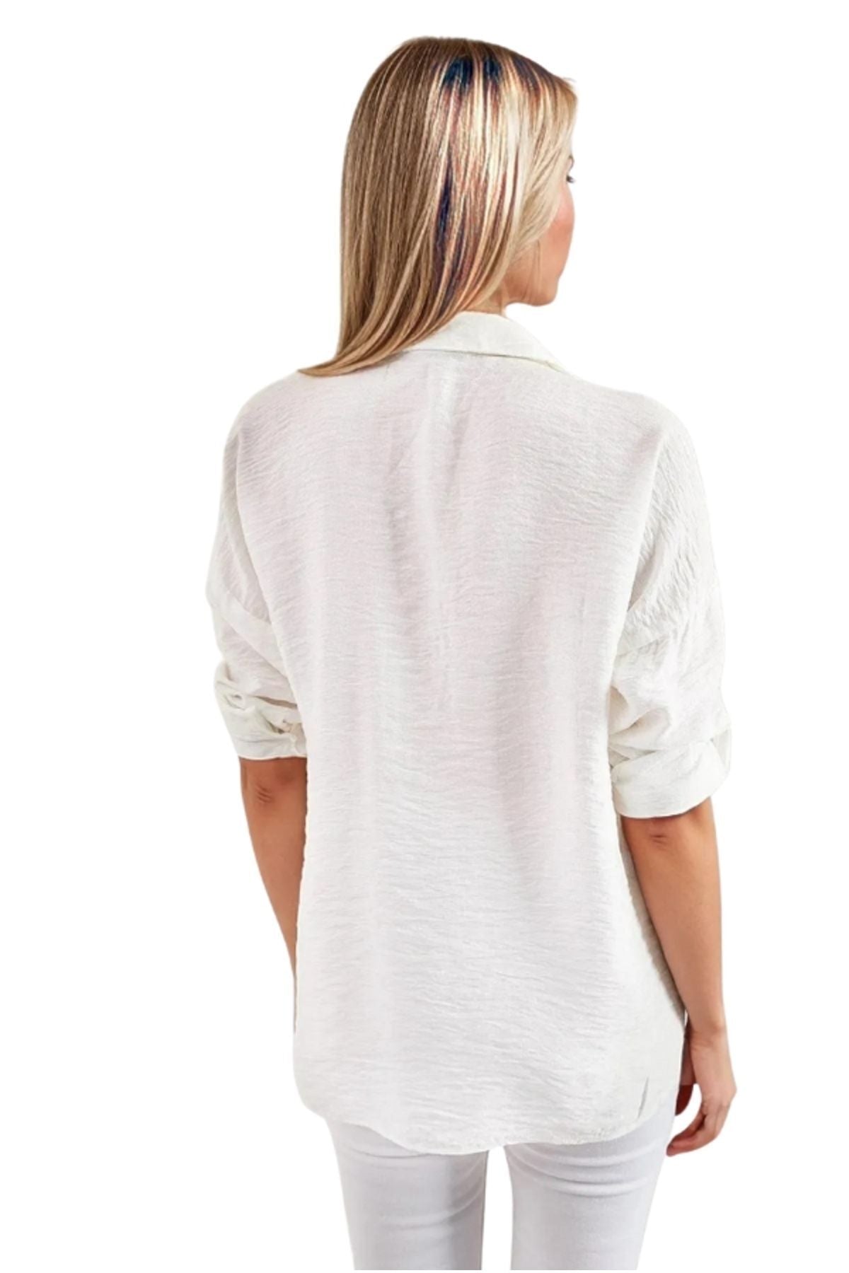 Natasha Women's Embroidered Oversized Shirt - Off-White