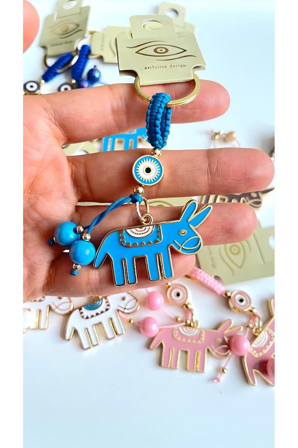 Bella Gold-Plated Animal Charm Keychain - Blue Donkey Design