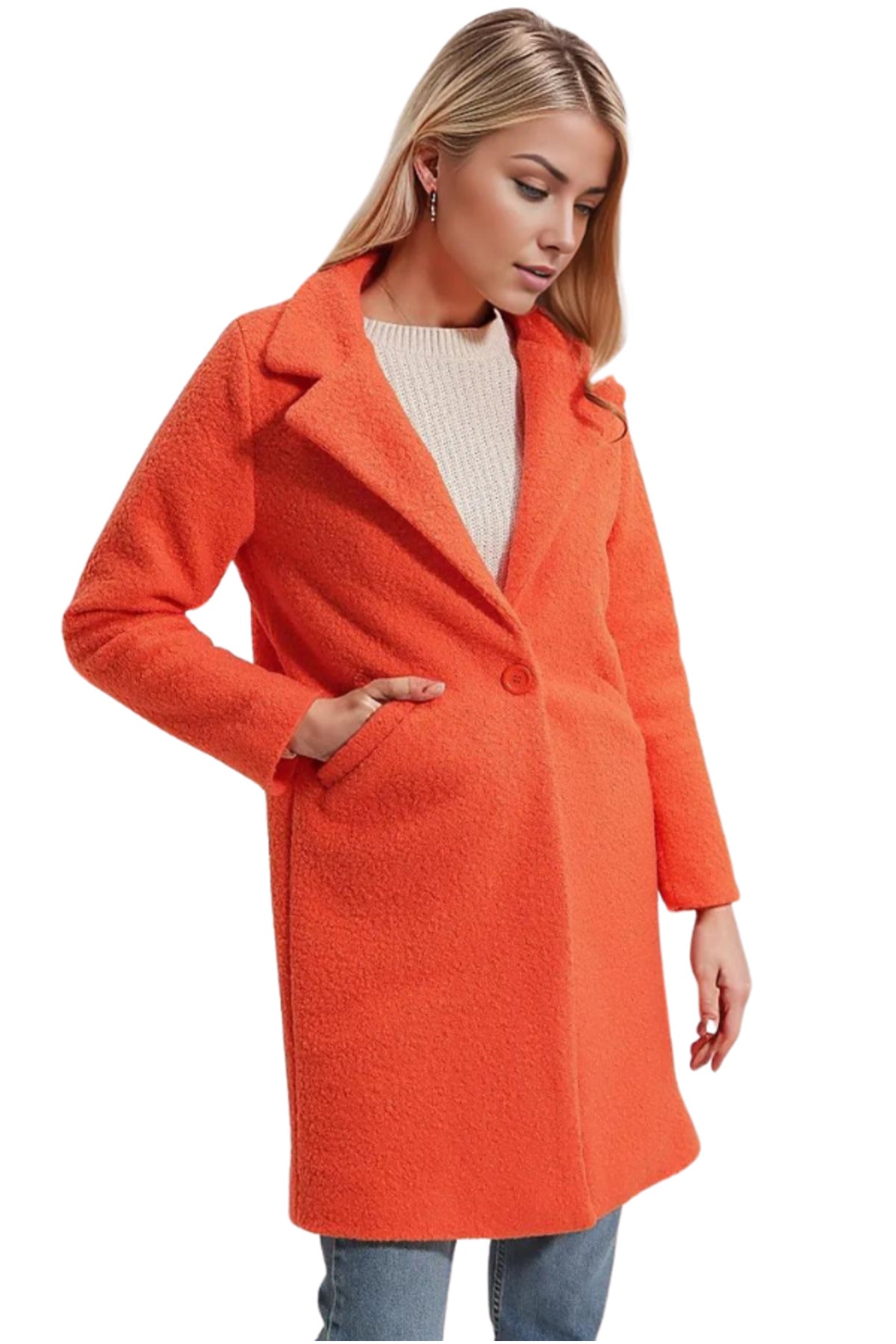 Stella Women's Oversized Teddy Trench Coat - Orange