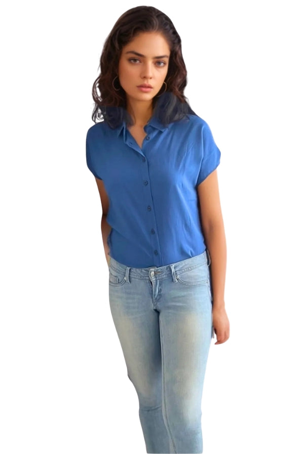 Parliament Blue Short Sleeve Button Down Shirt