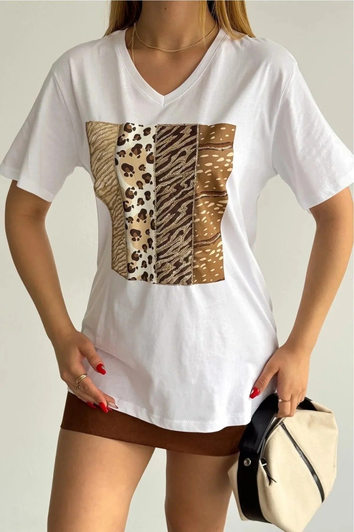Tilda White Leopard Sequin Cotton T-Shirt