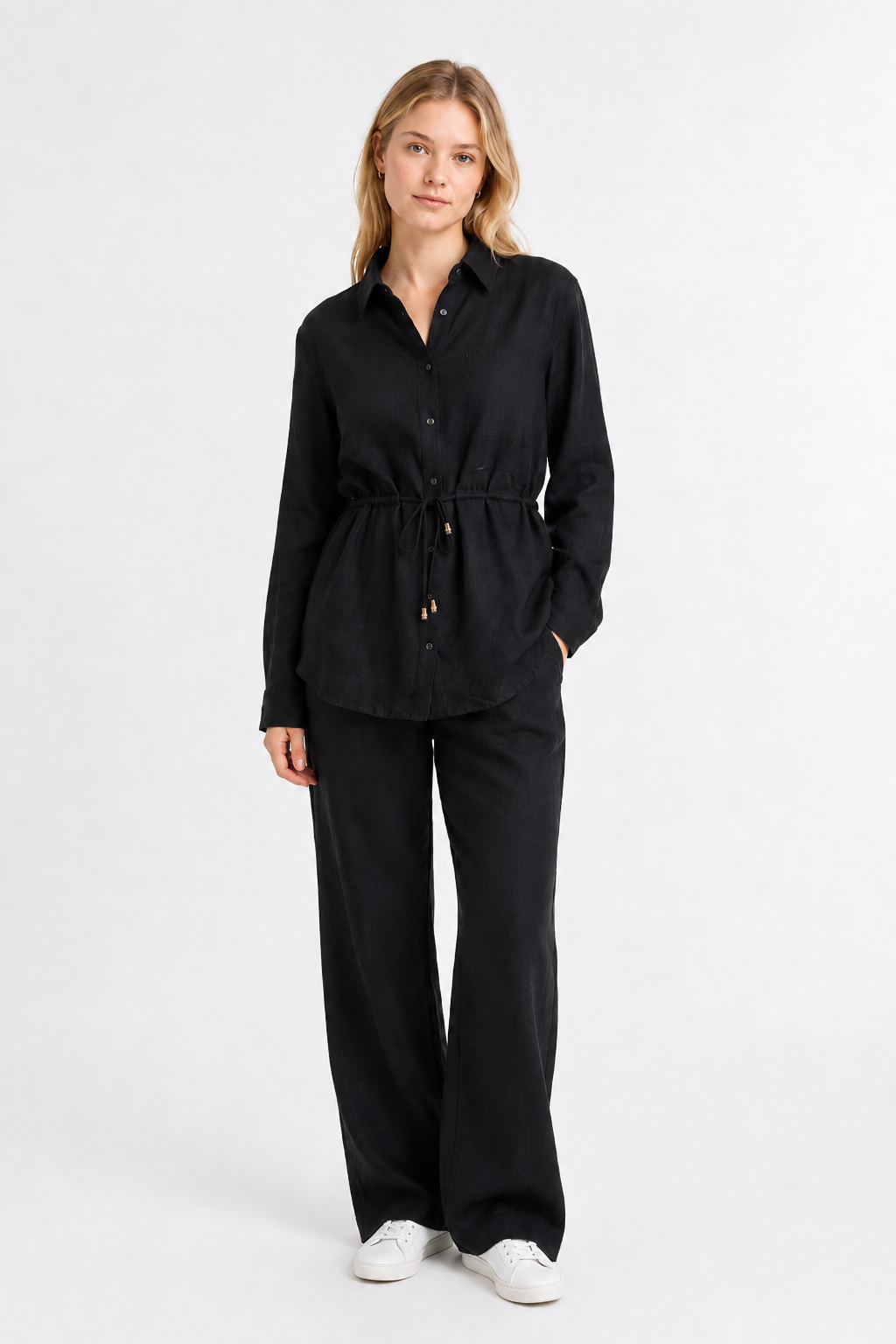 100% Cotton Muslin Black Two-Piece Set