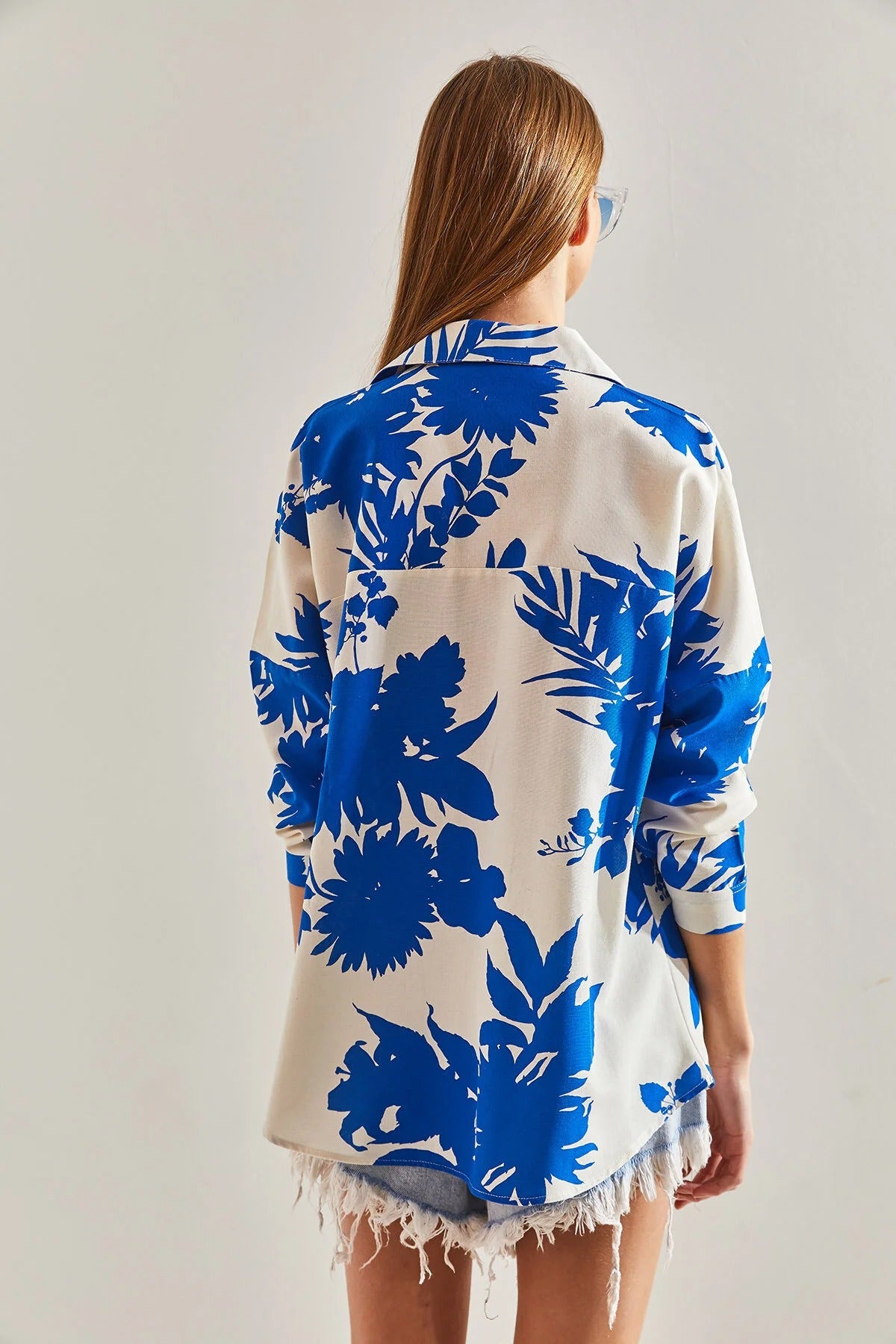 Lola Blue Floral Linen Button-Down Shirt