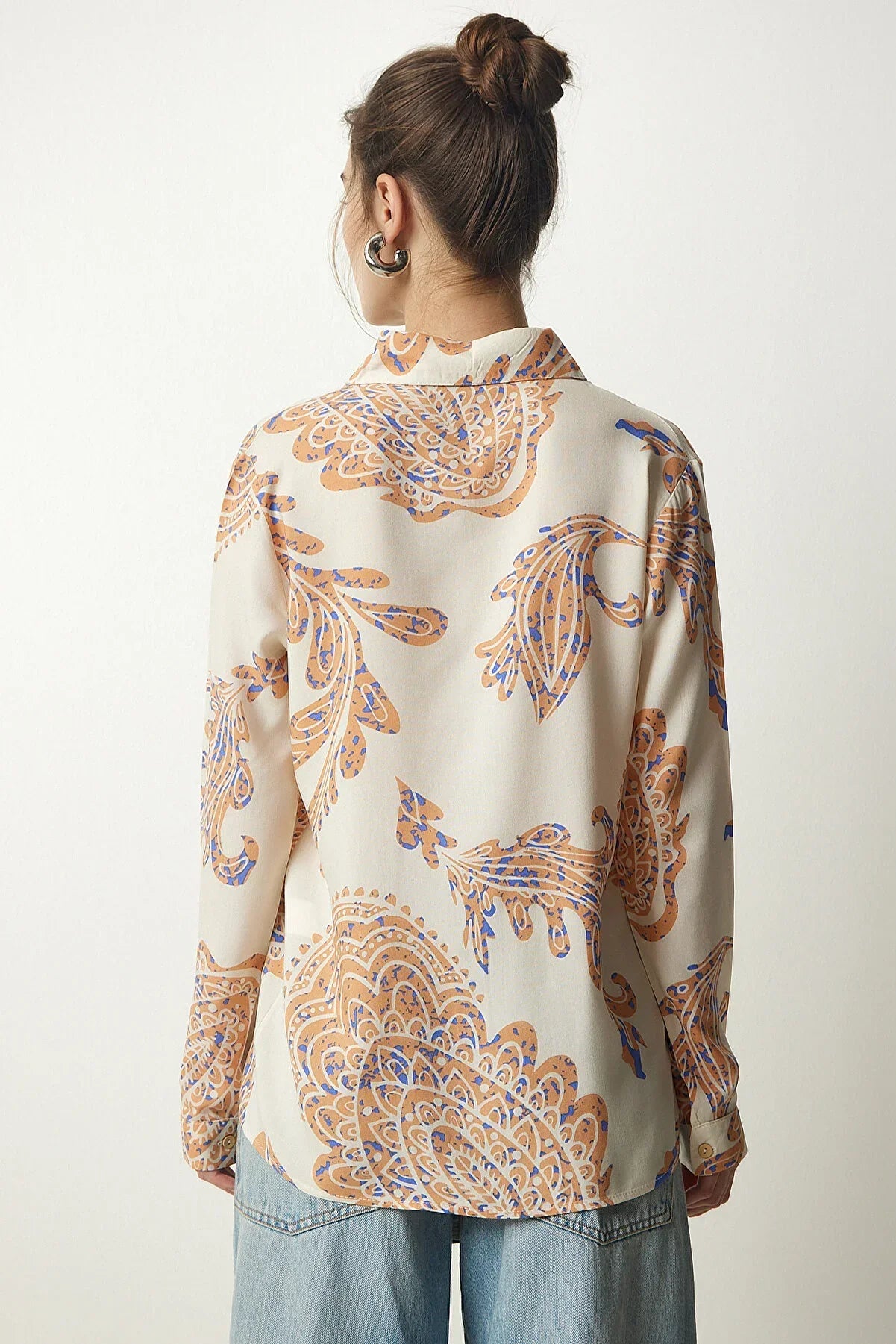Sophia Soft Orange Floral Button Down Shirt