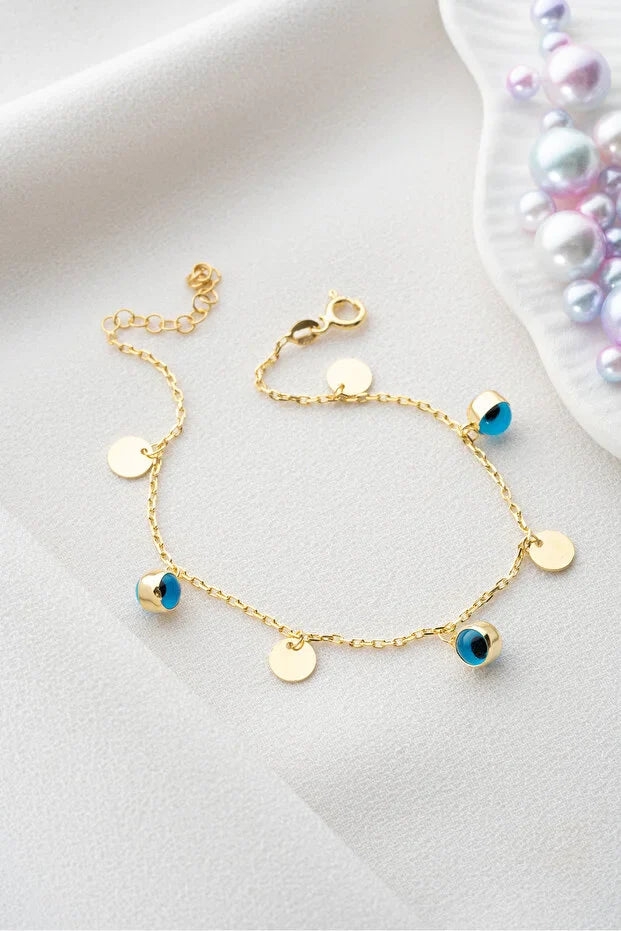 Sterling Silver Evil Eye Gold Bracelet