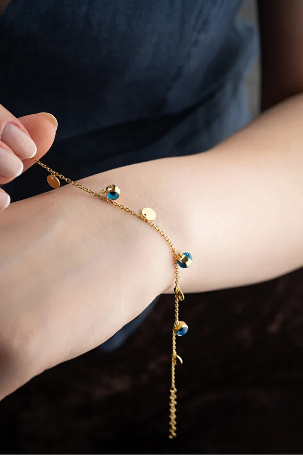 Sterling Silver Evil Eye Gold Bracelet