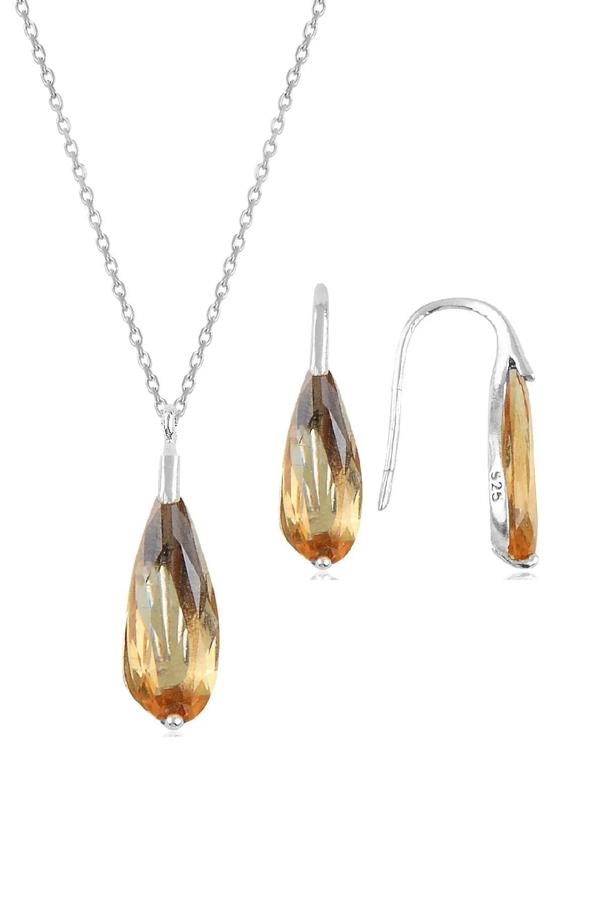Sterling Silver Zultanite Stone Necklace and Earring Set