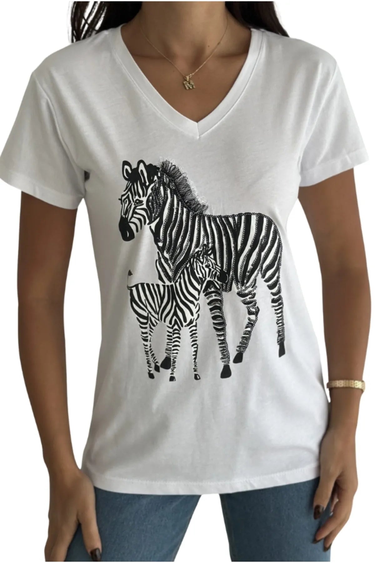 Tilda Zebra Sequin T-Shirt - White