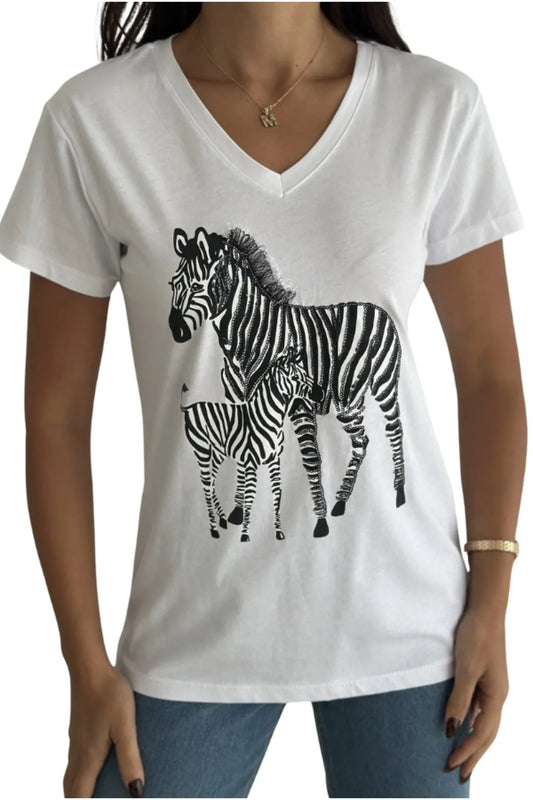 Tilda Zebra Sequin T-Shirt - White