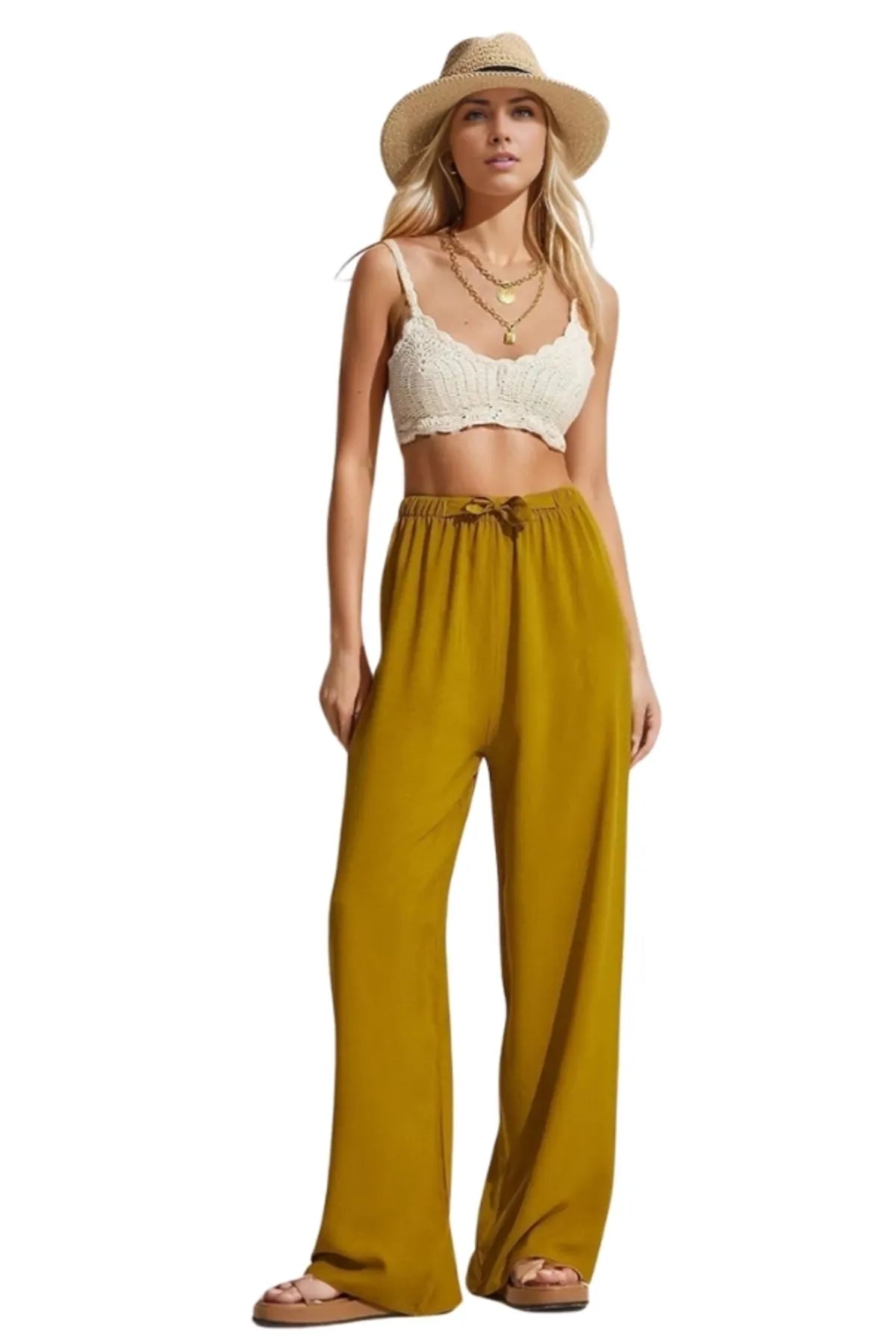 Grace Mustard Wide Leg Pants
