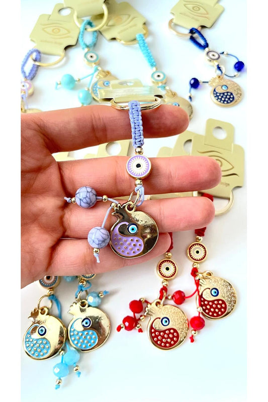 Abigail Silver-Plated Evil Eye Keychain - Red Balloon Design