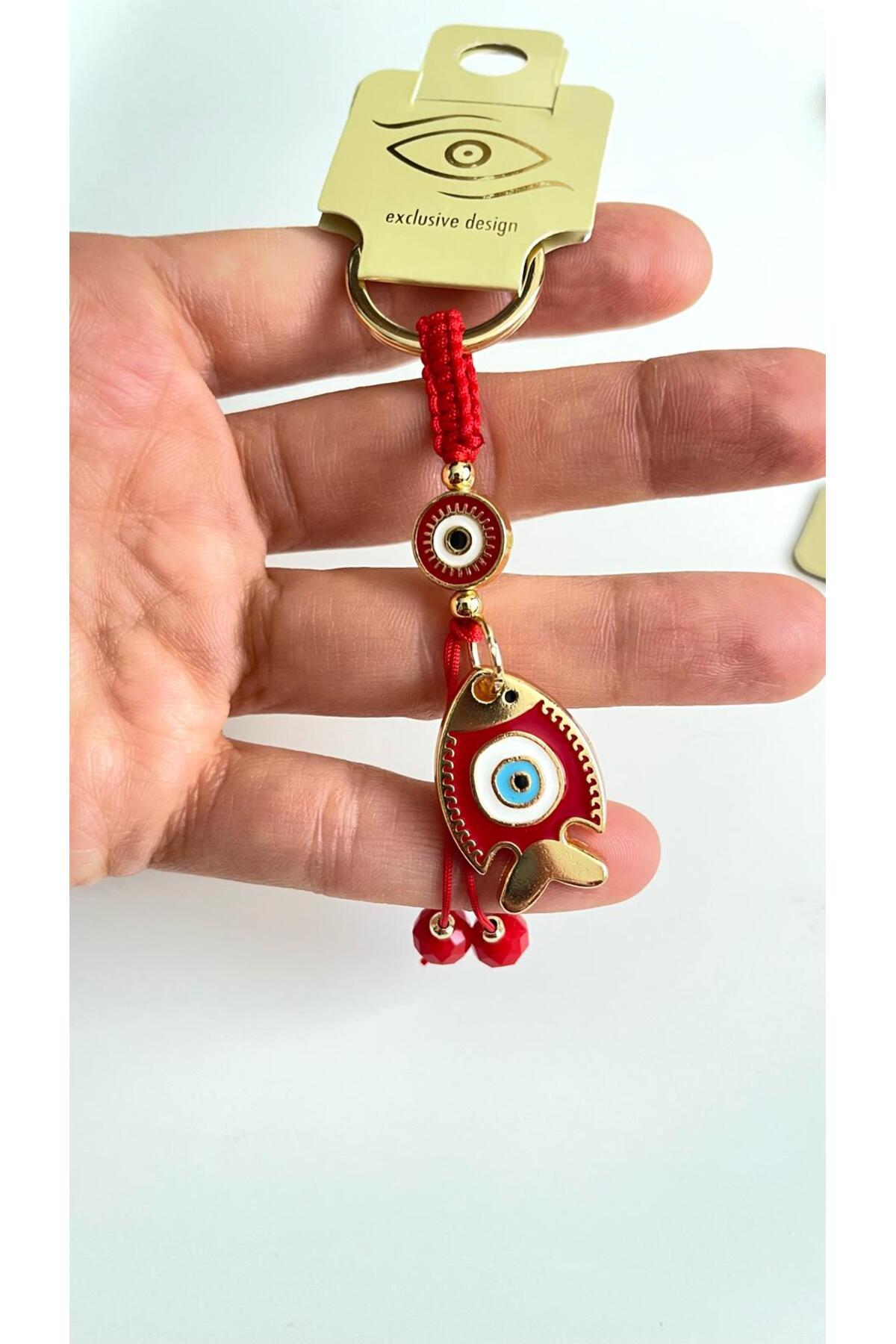 Ivy Gold-Plated Evil Eye Keychain - Red Fish Design