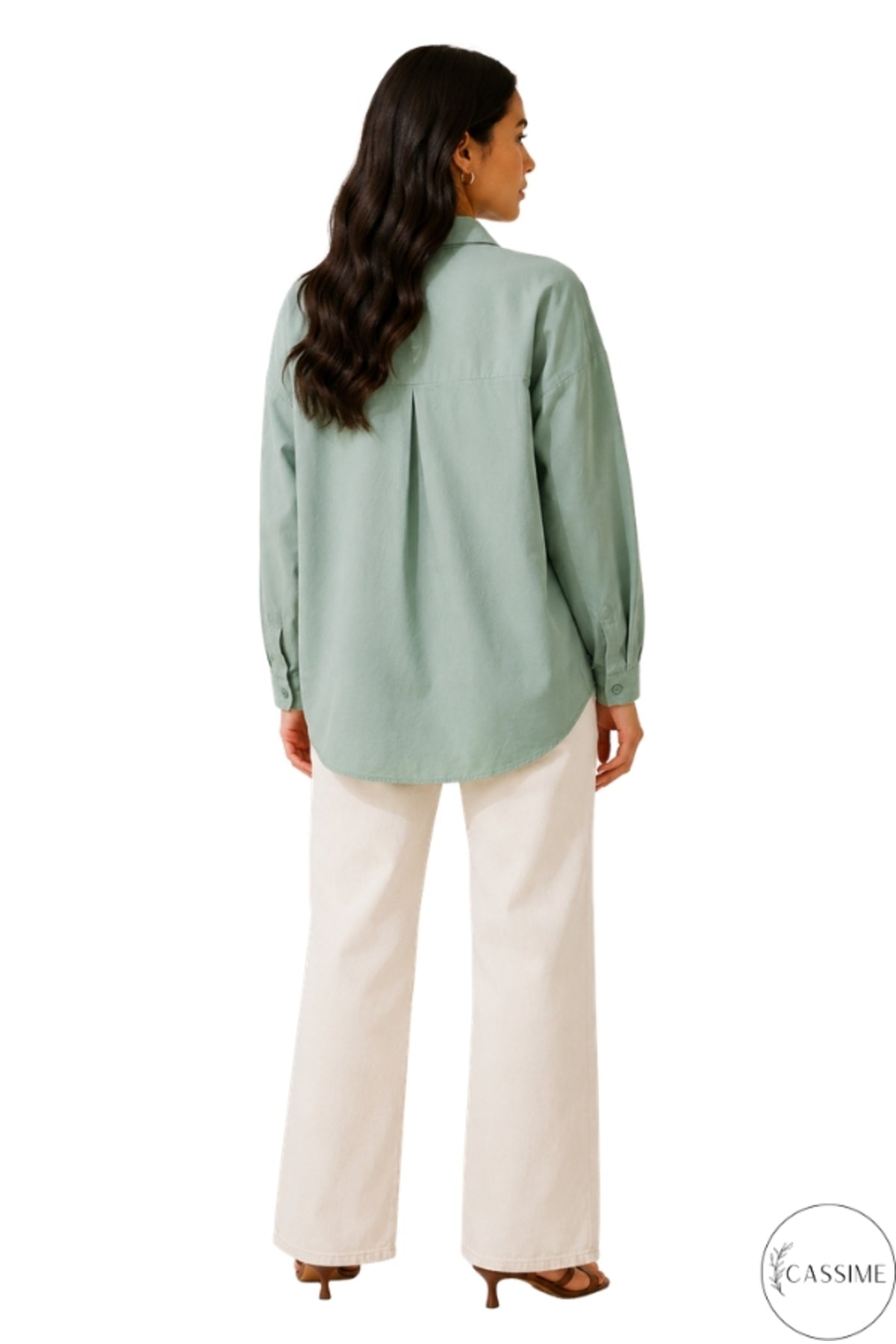 Melissa Women's Oversized Longline Shirt - Almond Green