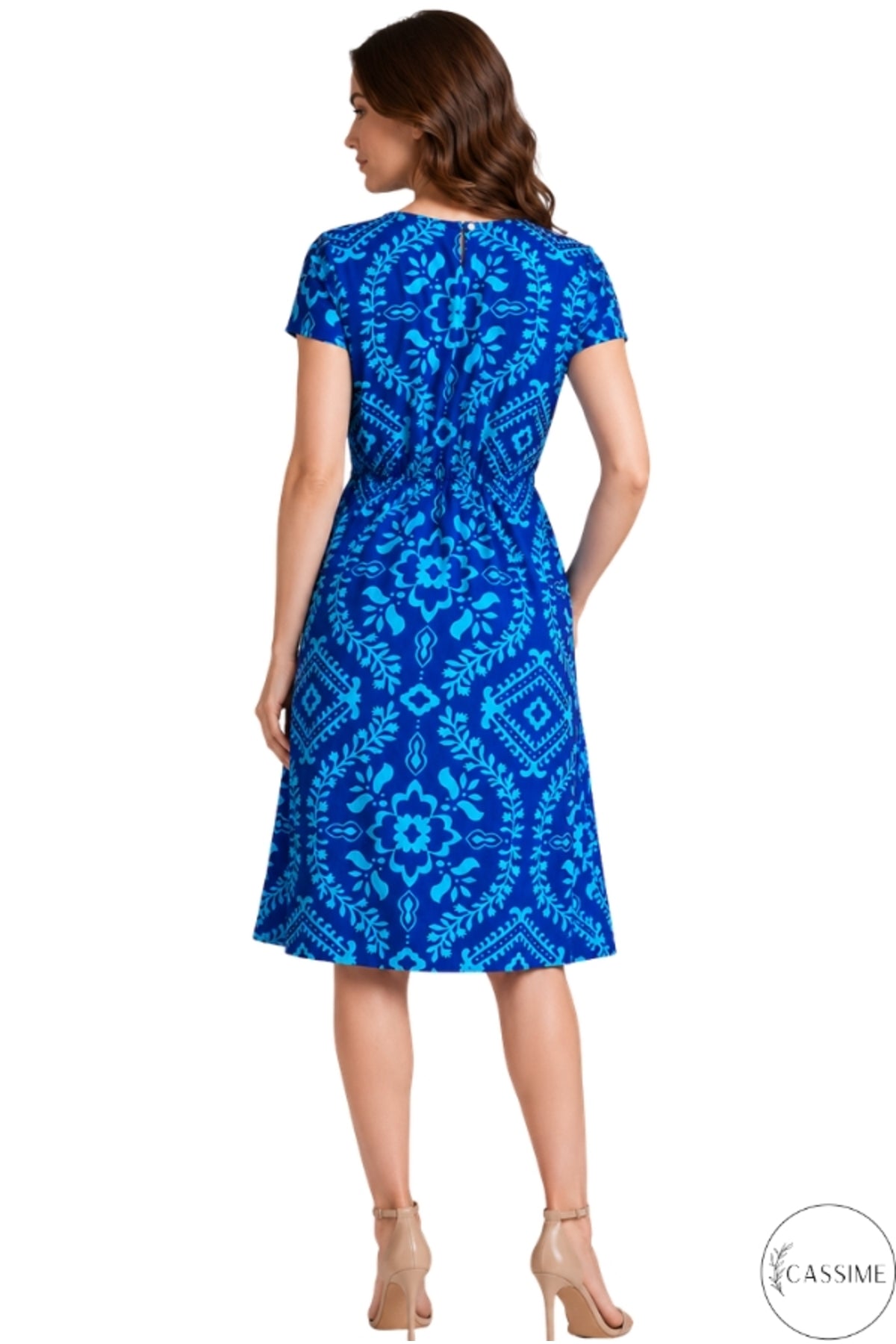 Audrey Women's Cotton Blend Belted Midi Dress - Blue
