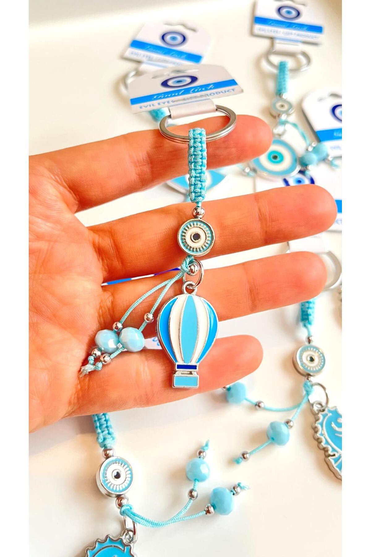 Abigail Silver-Plated Evil Eye Keychain - Blue Balloon Evil Eye