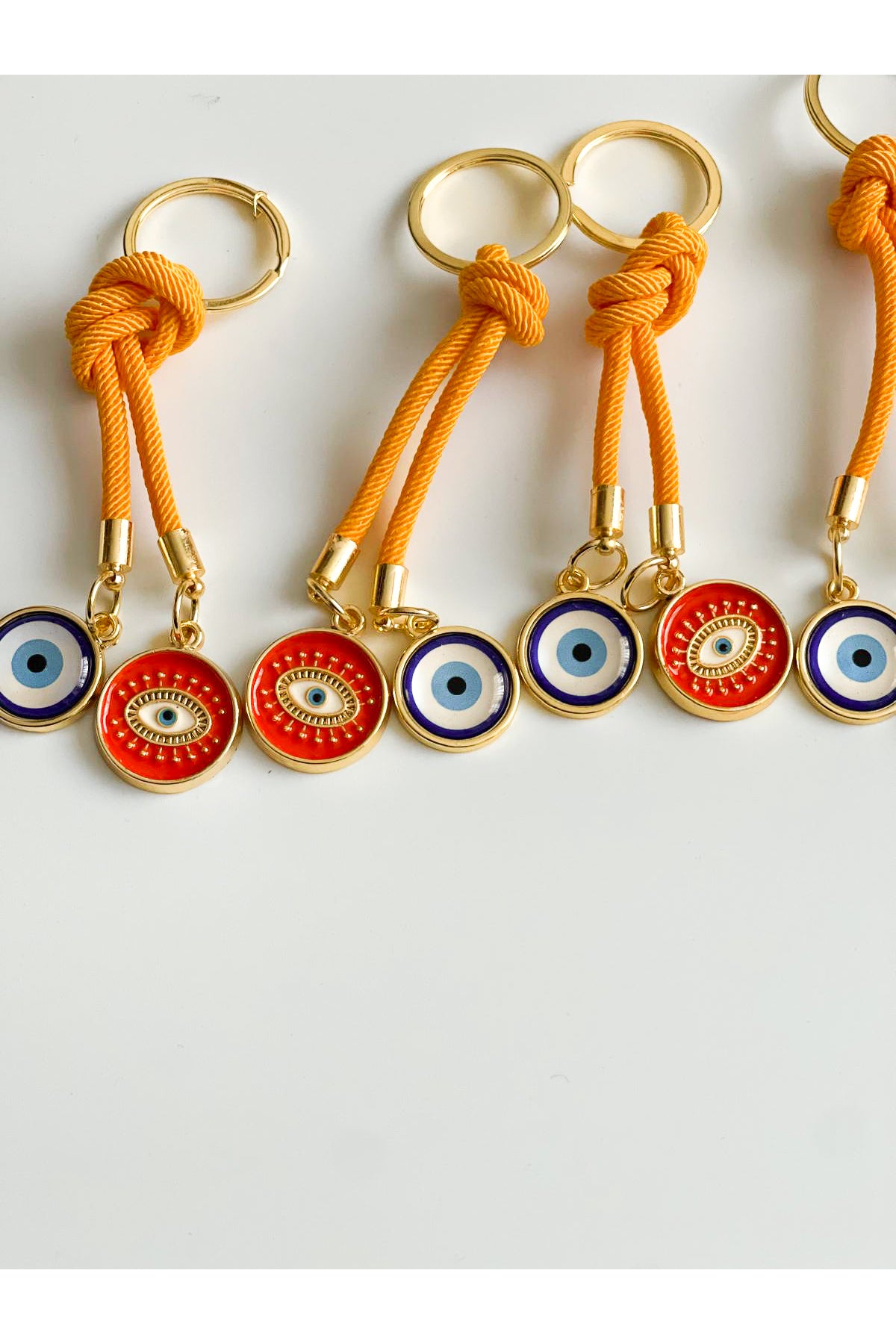 Rose Evil Eye Cord Keychain - Orange Evil Eye