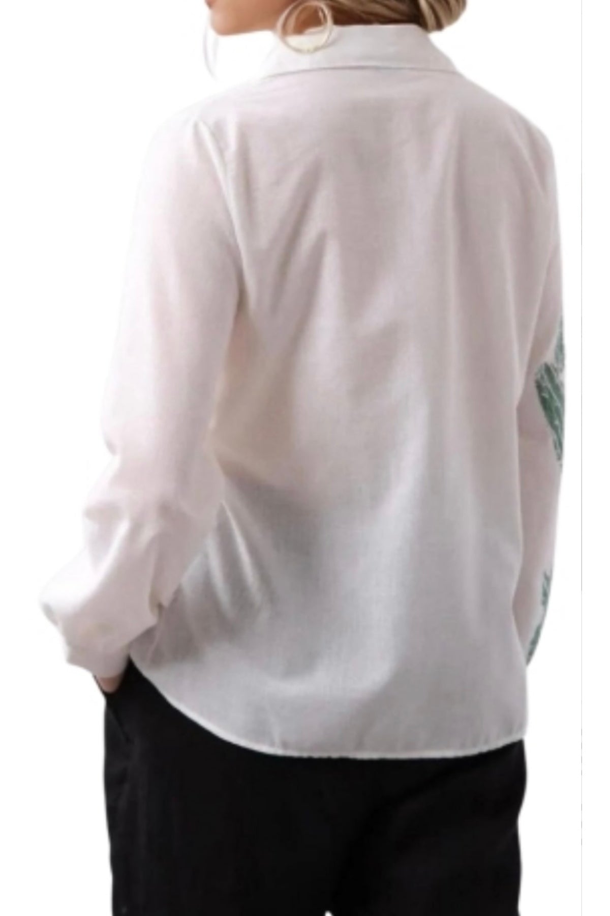 Theresa Women's Cotton Face Print Shirt - White