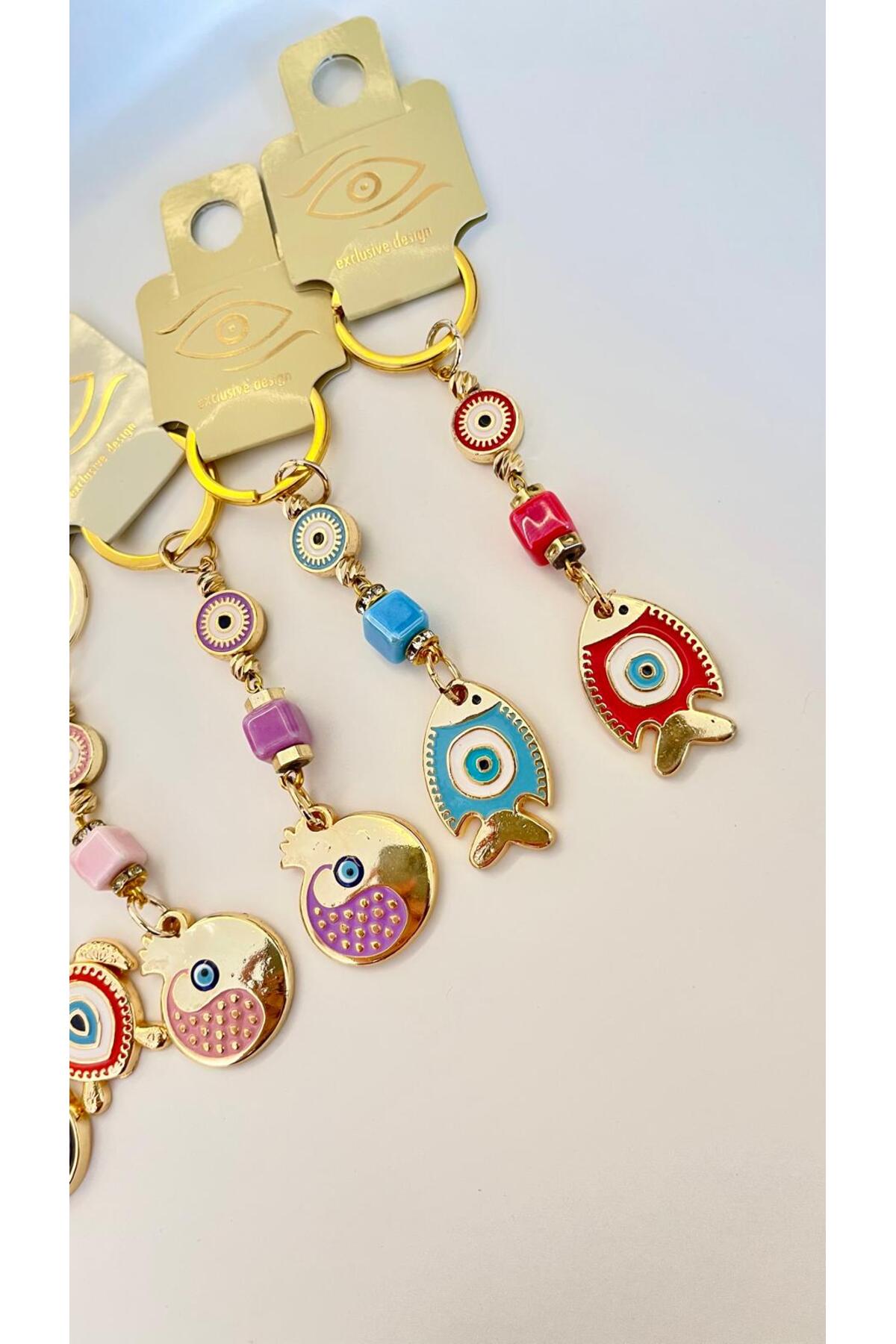Hannah Gold-Plated Bodrum Bead Keychain - Red Fish