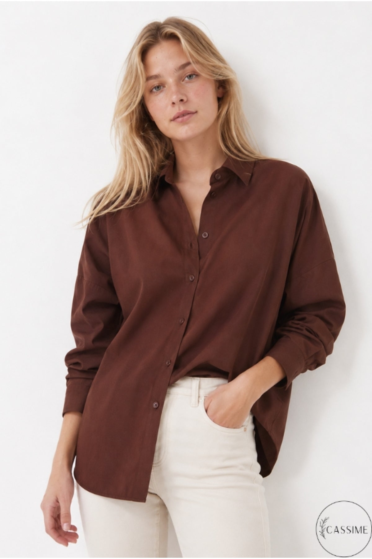 Melissa Women's Oversized Longline Shirt - Brown