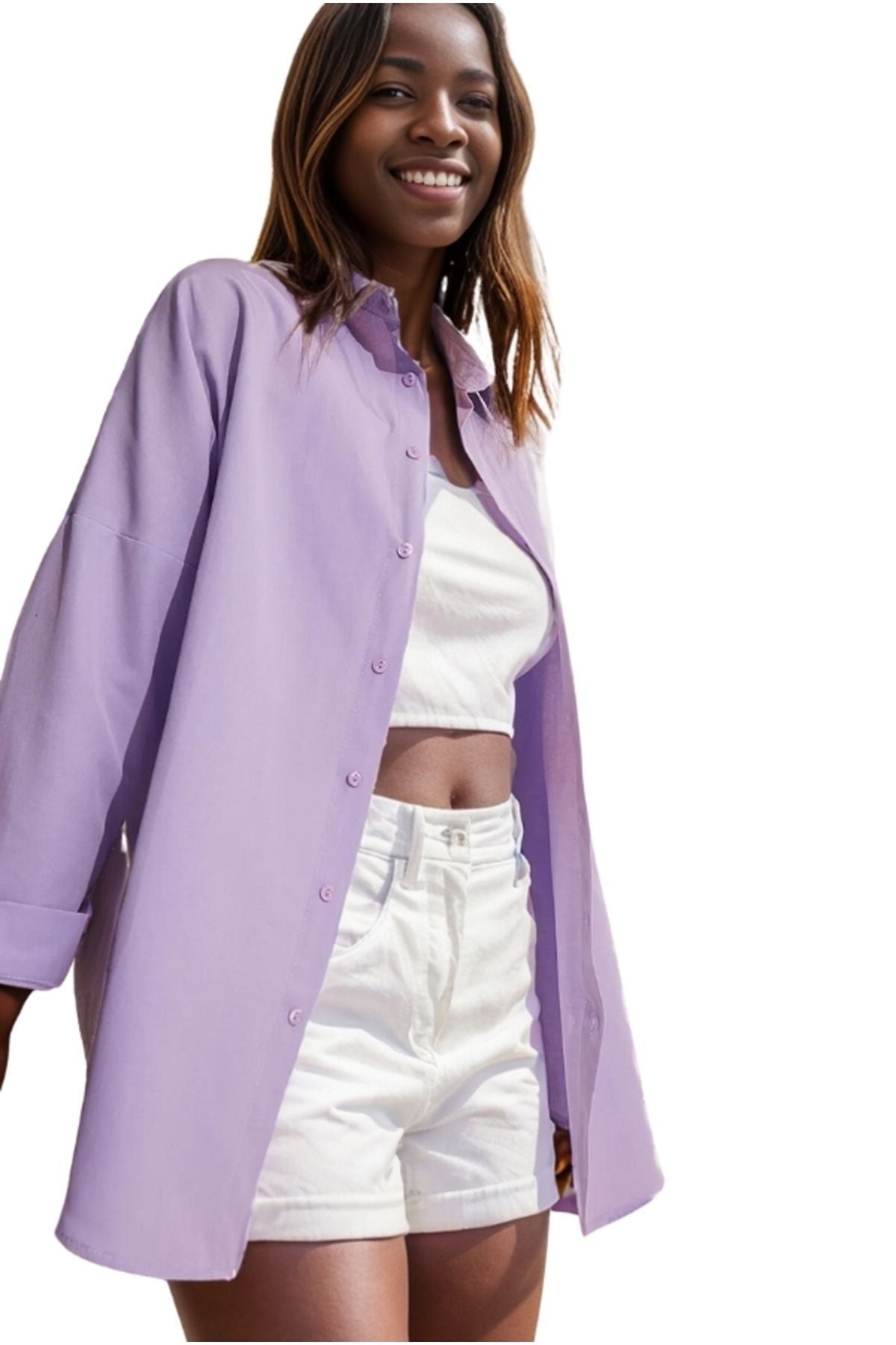 Melissa Women's Oversized Longline Shirt - Lilac