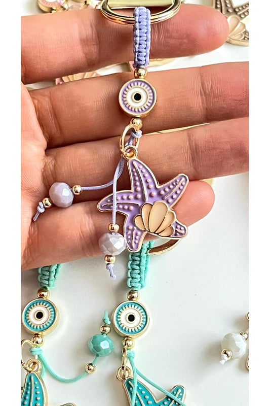 Ivy Gold-Plated Evil Eye Keychain - Lilac Starfish