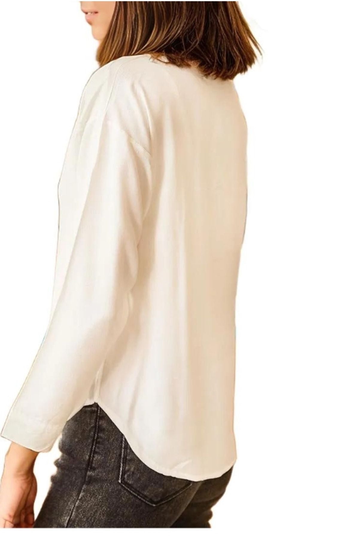 Iris Women's Viscose Relaxed Fit Pocket Shirt - Ecru