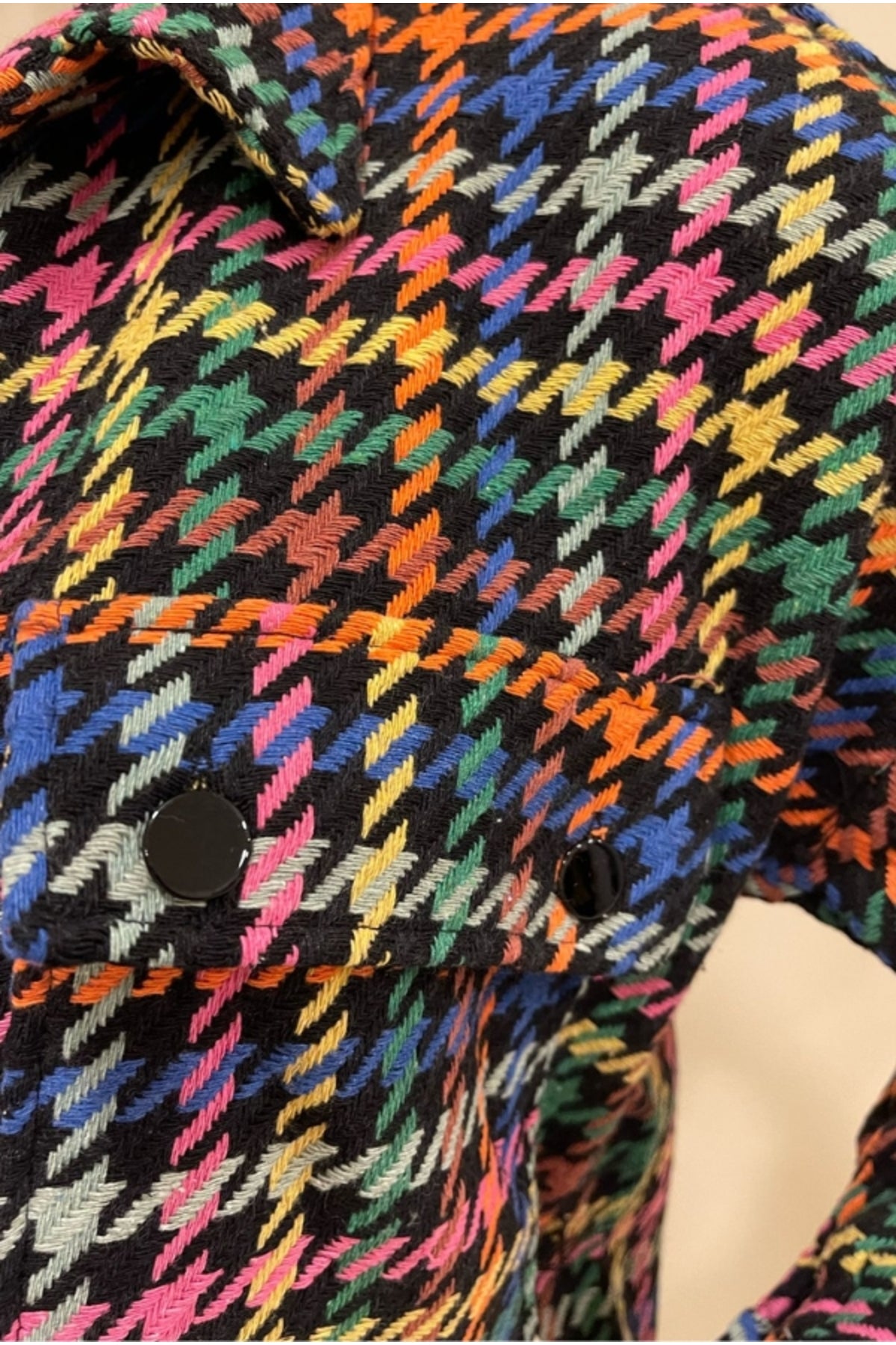 Imogen Women's Multicolor Houndstooth Shacket - Multicolor