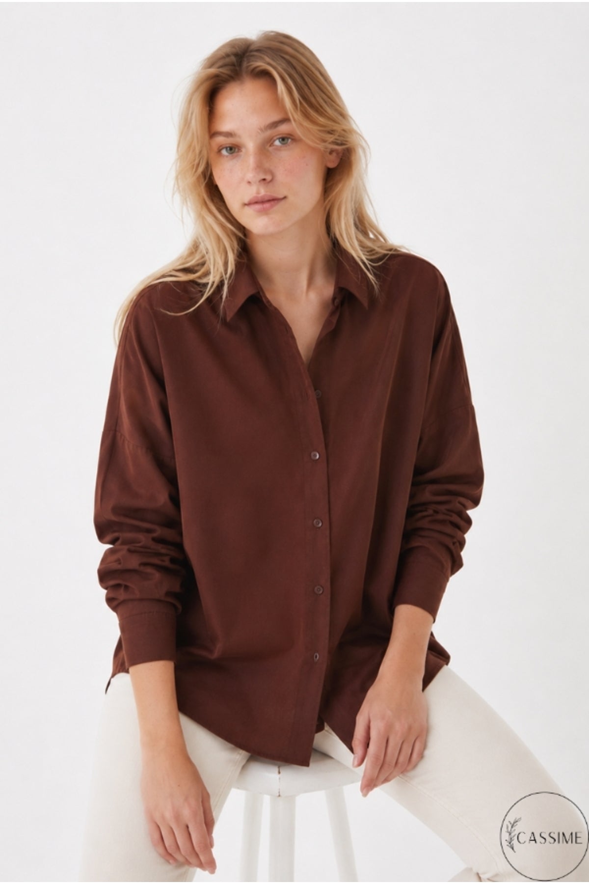 Melissa Women's Oversized Longline Shirt - Brown