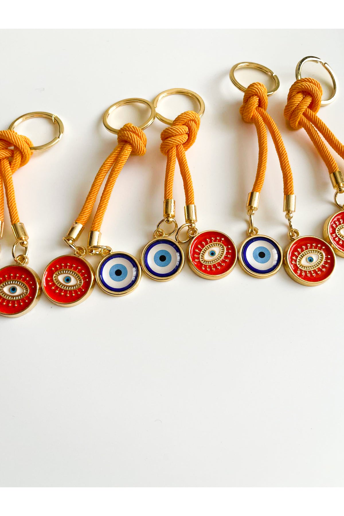 Rose Evil Eye Cord Keychain - Orange Evil Eye