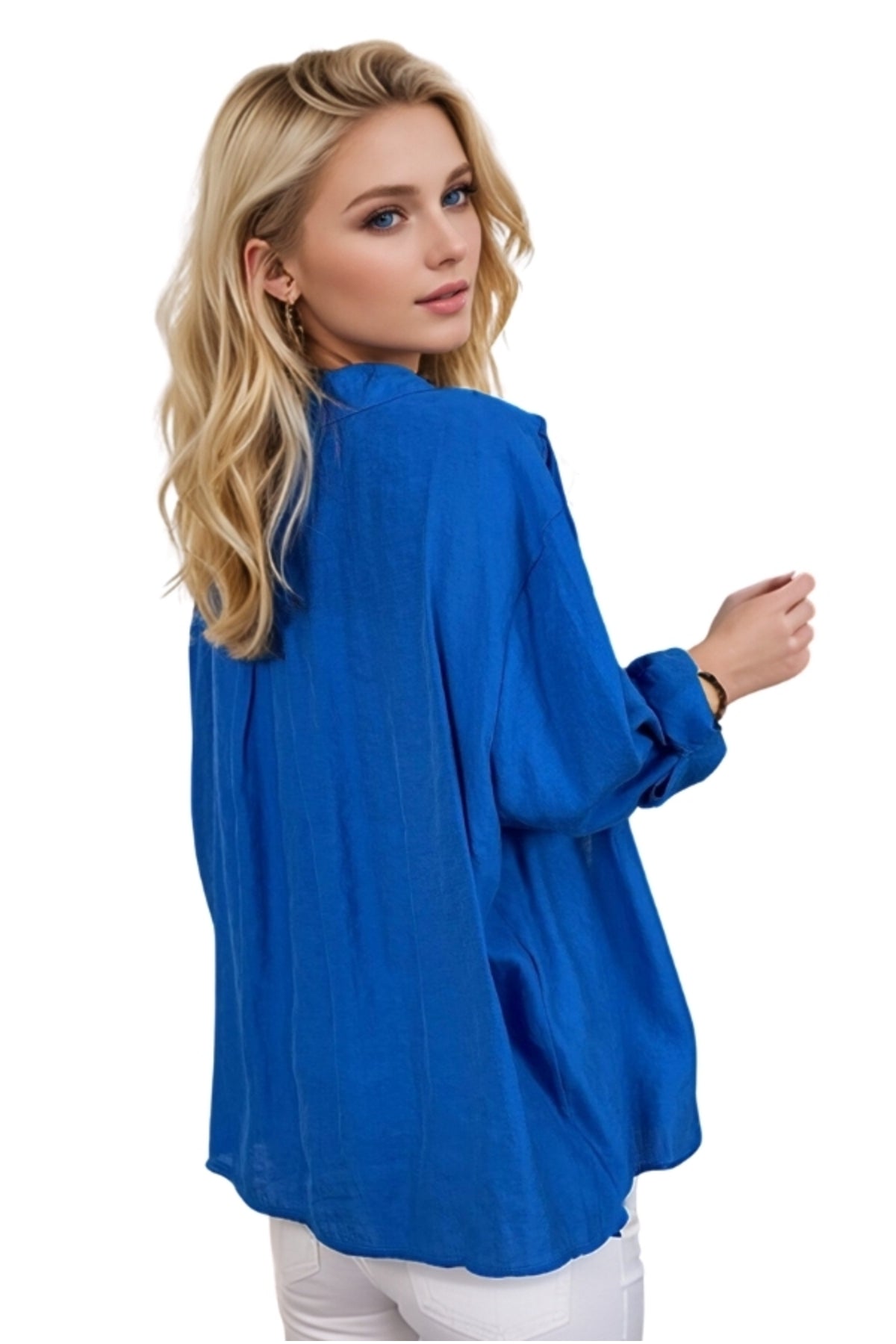 Georgia Women's Oversized Long Sleeve Shirt - Royal Blue