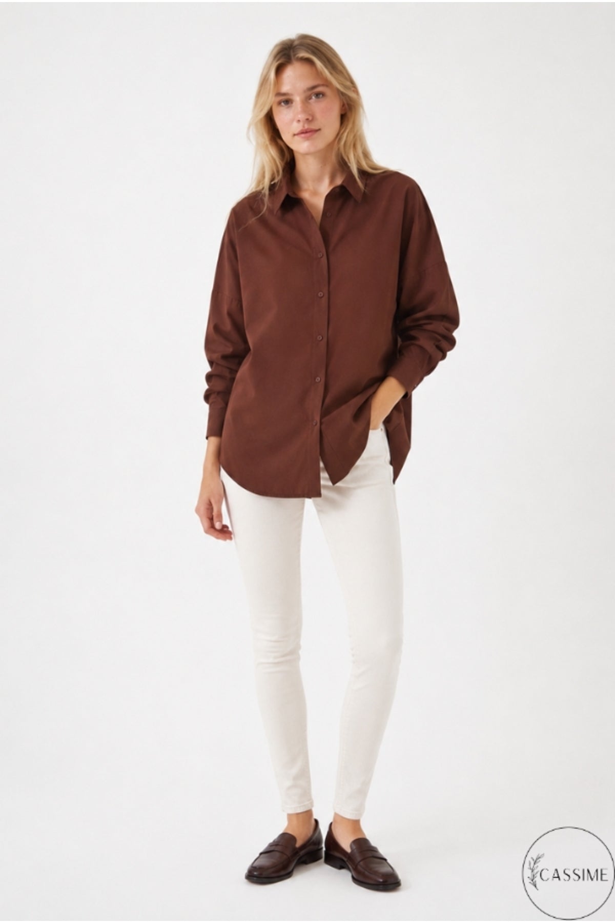 Melissa Women's Oversized Longline Shirt - Brown