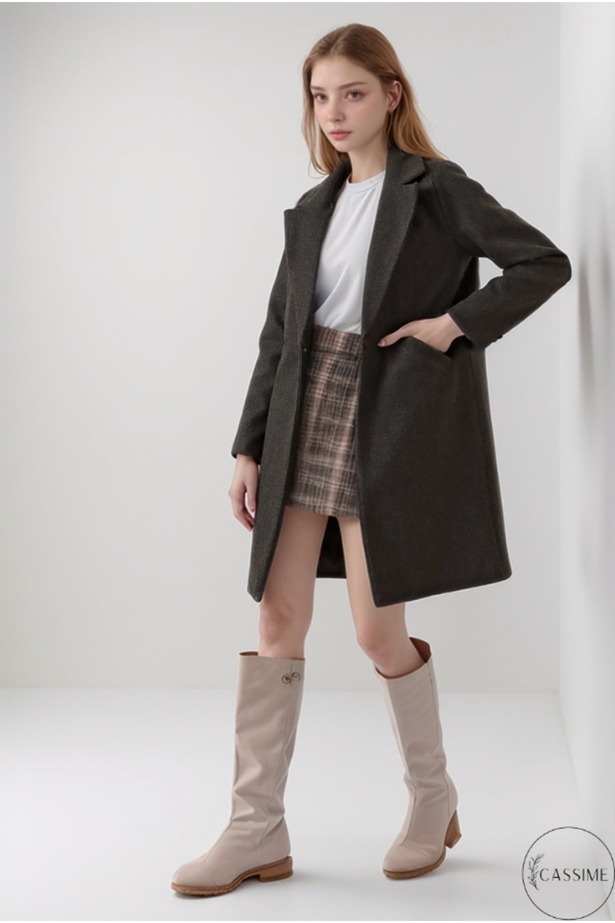 Felicity Women's Felted Fabric Coat - Charcoal