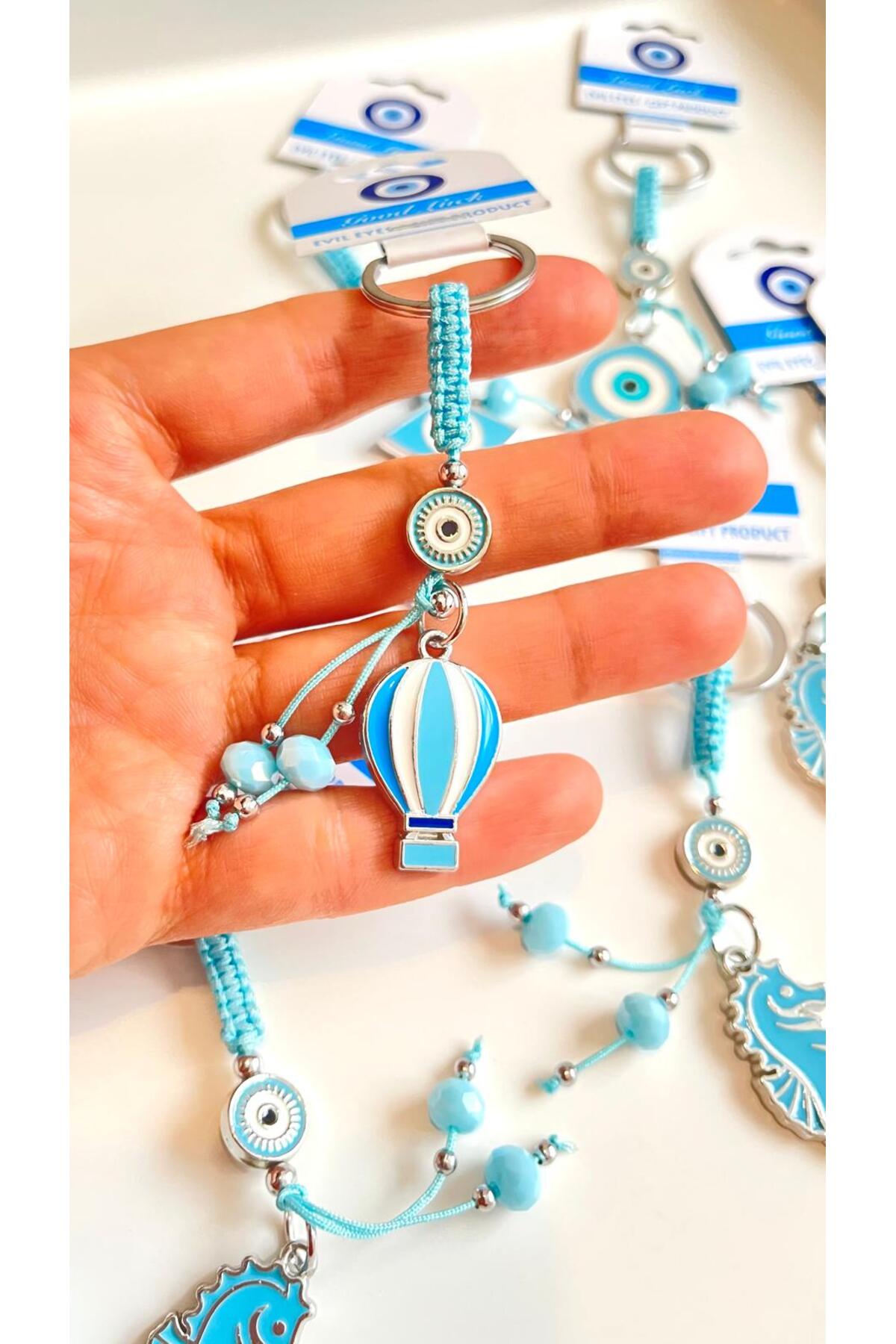 Abigail Silver-Plated Evil Eye Keychain - Blue Balloon Evil Eye