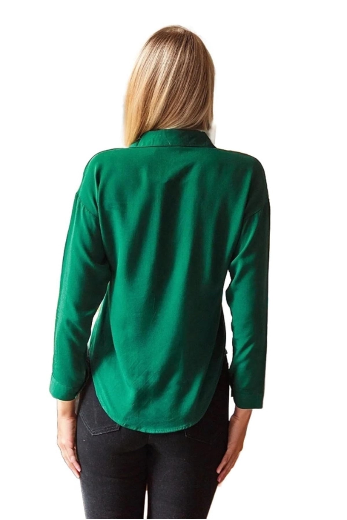 Iris Women's Viscose Relaxed Fit Pocket Shirt - Emerald and Green