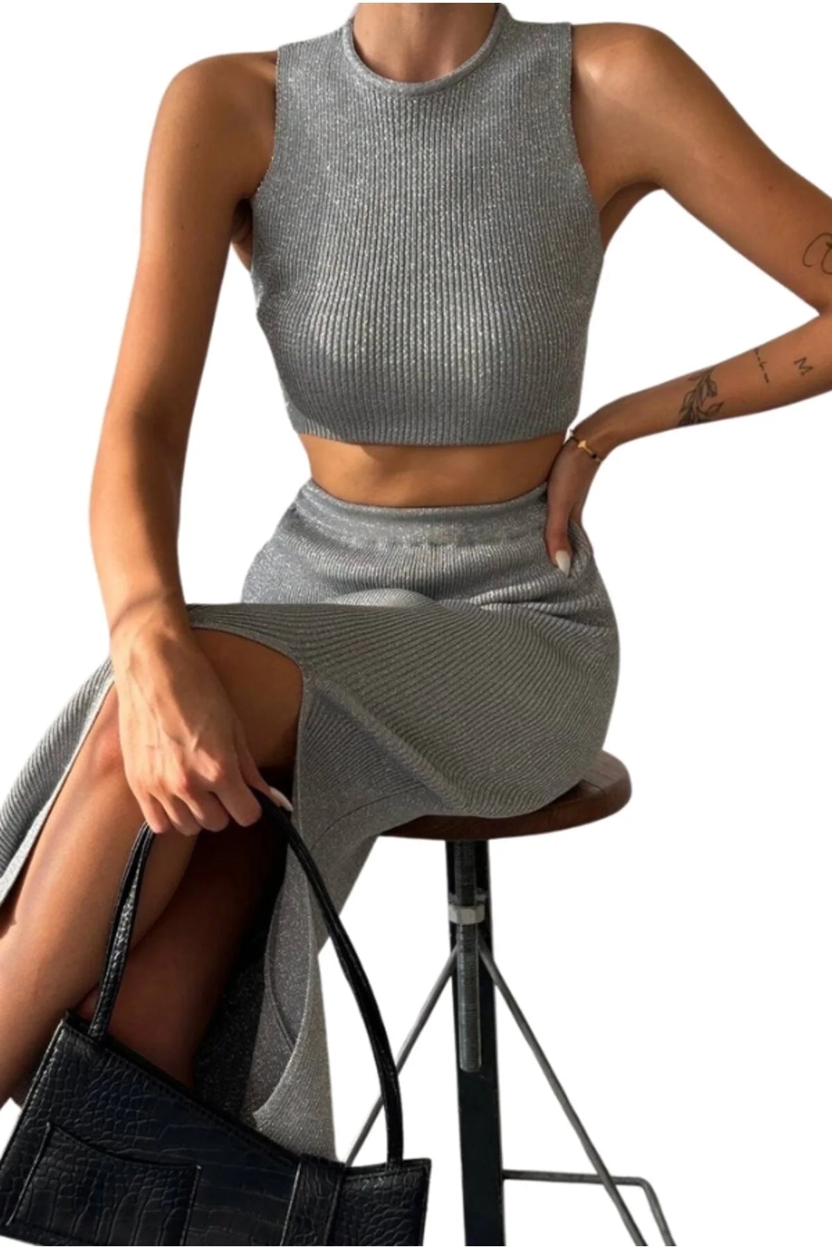 Fitted Two-Piece Skirt Set
