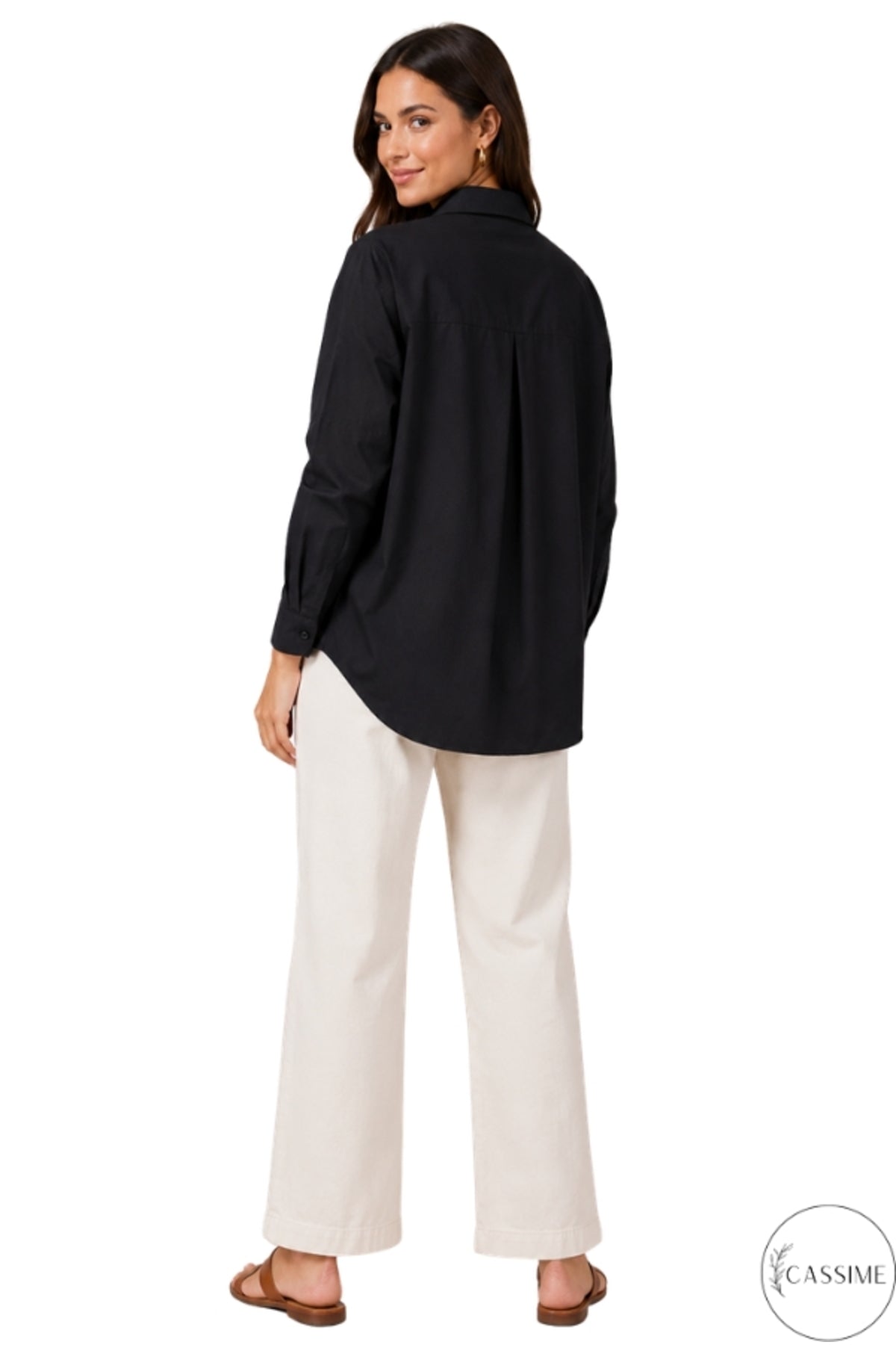 Melissa Women's Oversized Longline Shirt - Solid Black