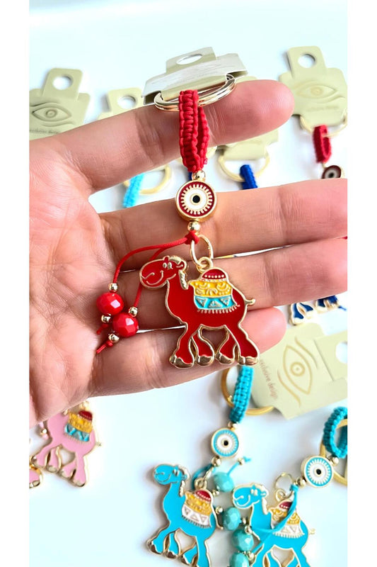 Bella Gold-Plated Animal Charm Keychain - Red Camel Design