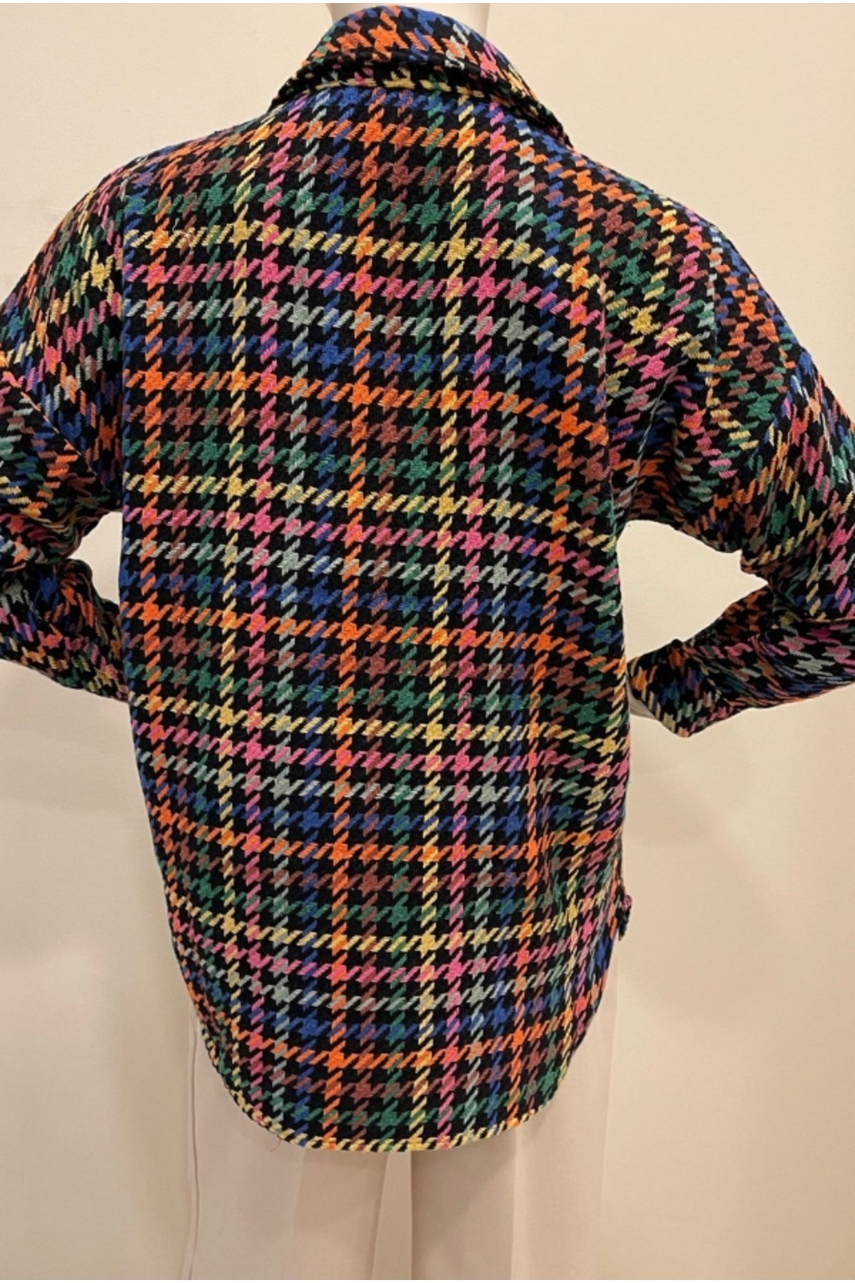 Imogen Women's Multicolor Houndstooth Shacket - Multicolor