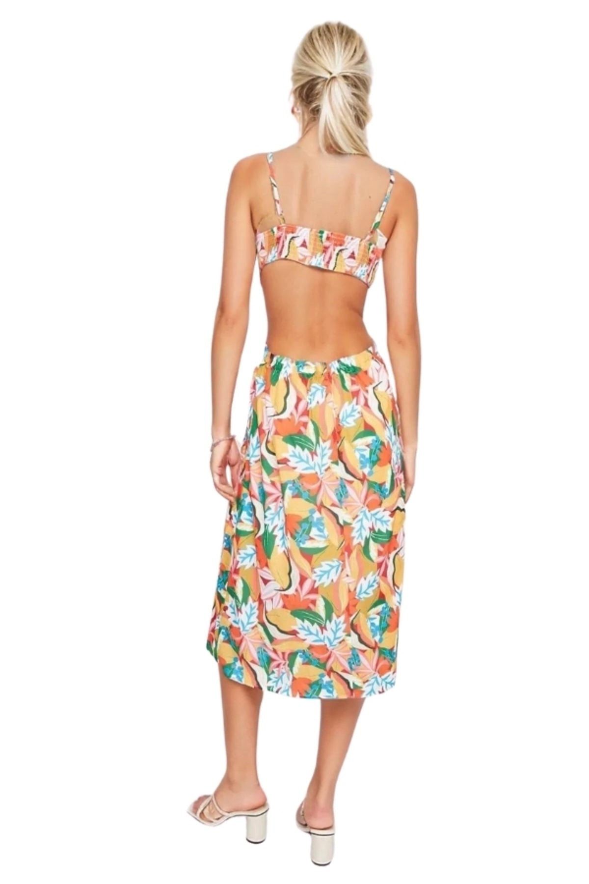 Millie Women's Strappy Party Dress - Leaf Print
