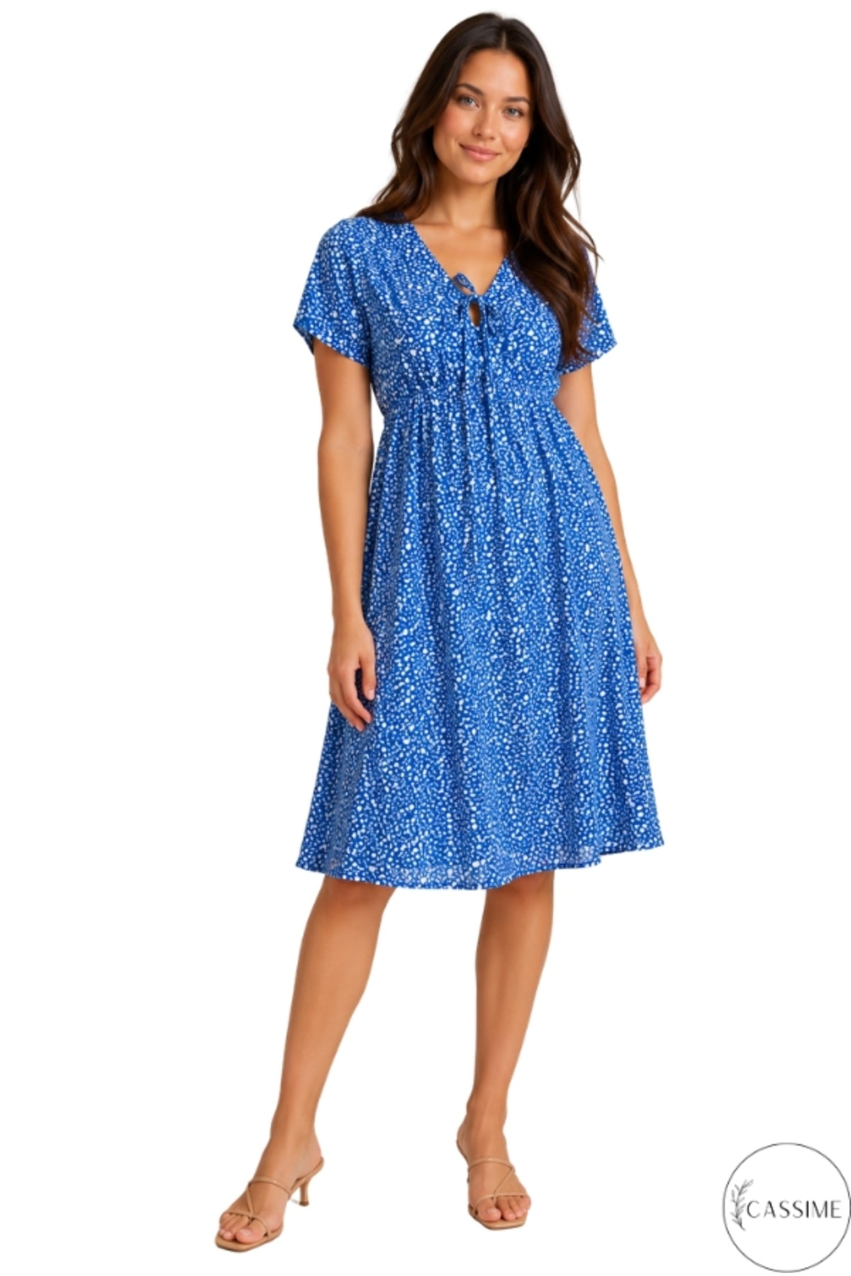 Lily Women's Viscose Boho Print Midi Dress - Blue Boho Print