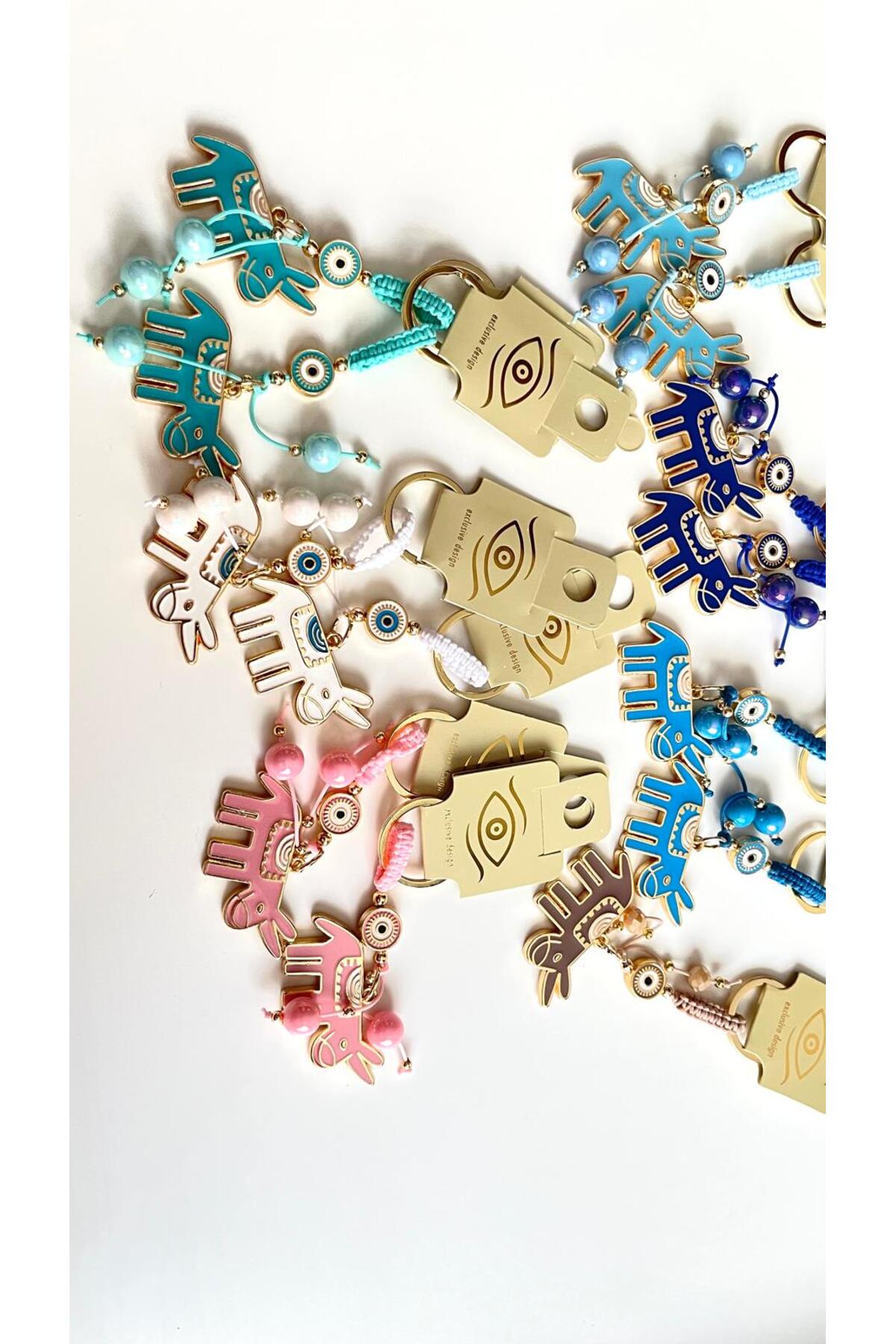 Bella Gold-Plated Animal Charm Keychain - Beige Donkey Design
