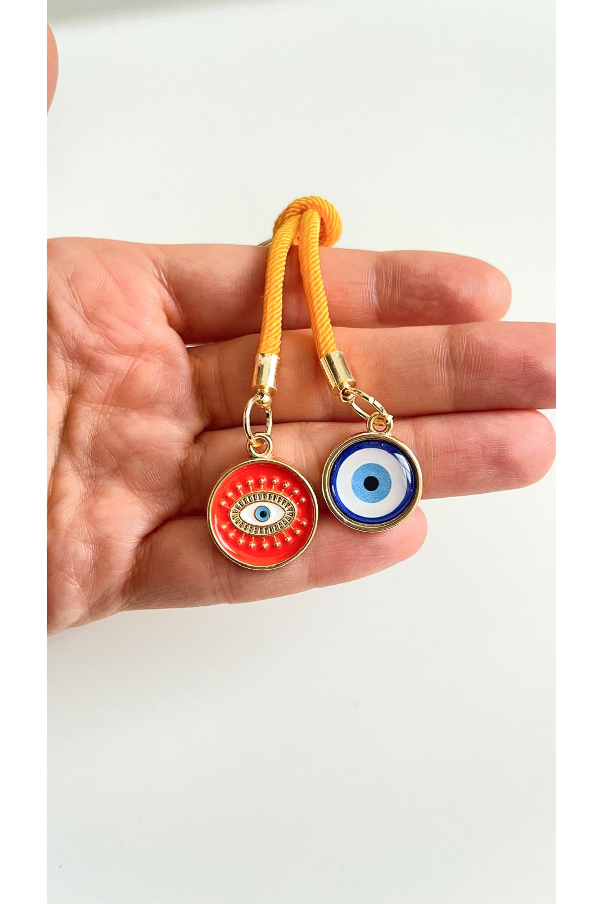 Rose Evil Eye Cord Keychain - Orange Evil Eye