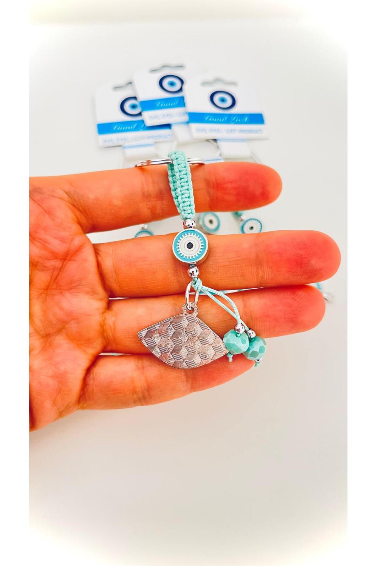Abigail Silver-Plated Evil Eye Keychain - Turquoise Oval