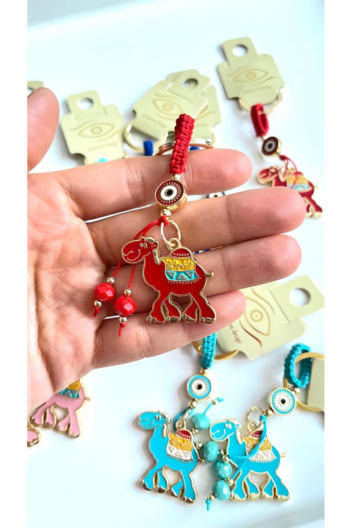 Bella Gold-Plated Animal Charm Keychain - Red Camel Design