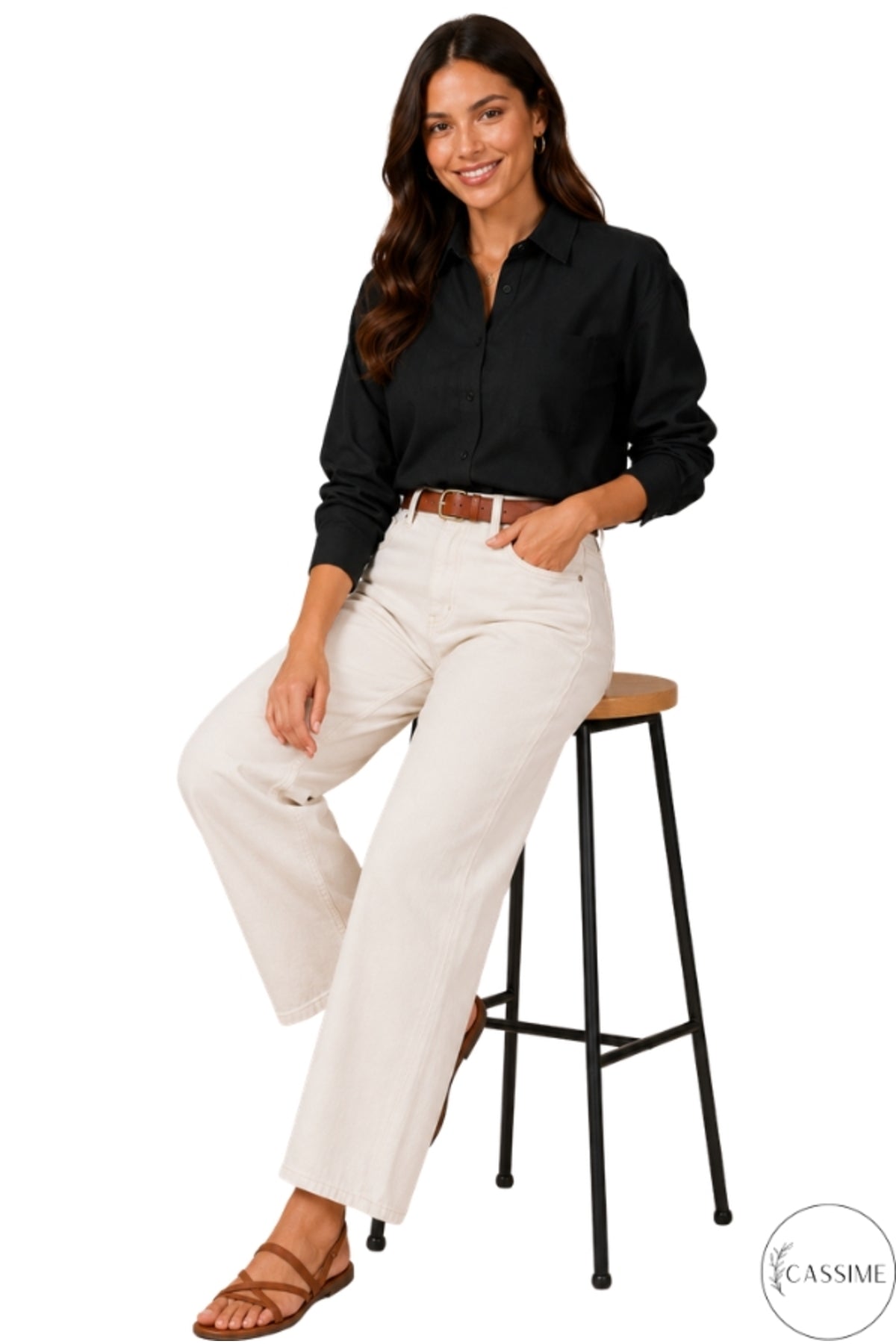 Melissa Women's Oversized Longline Shirt - Solid Black
