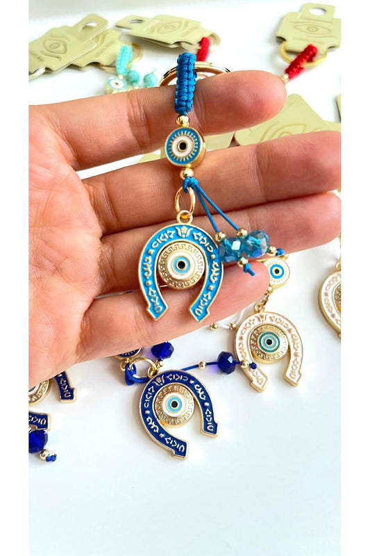 Bella Gold-Plated Animal Charm Keychain - Royal Blue Horse Design