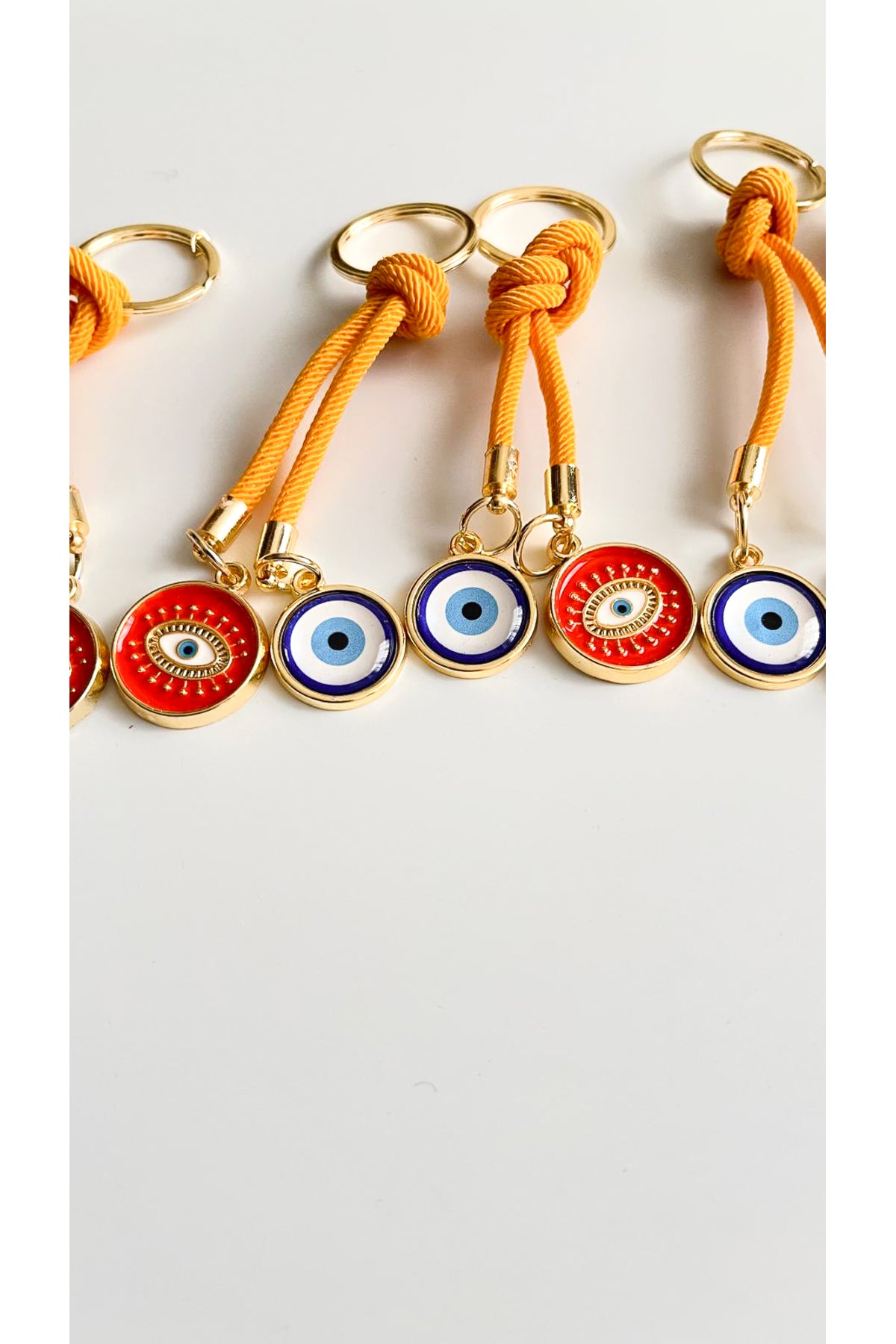Rose Evil Eye Cord Keychain - Orange Evil Eye