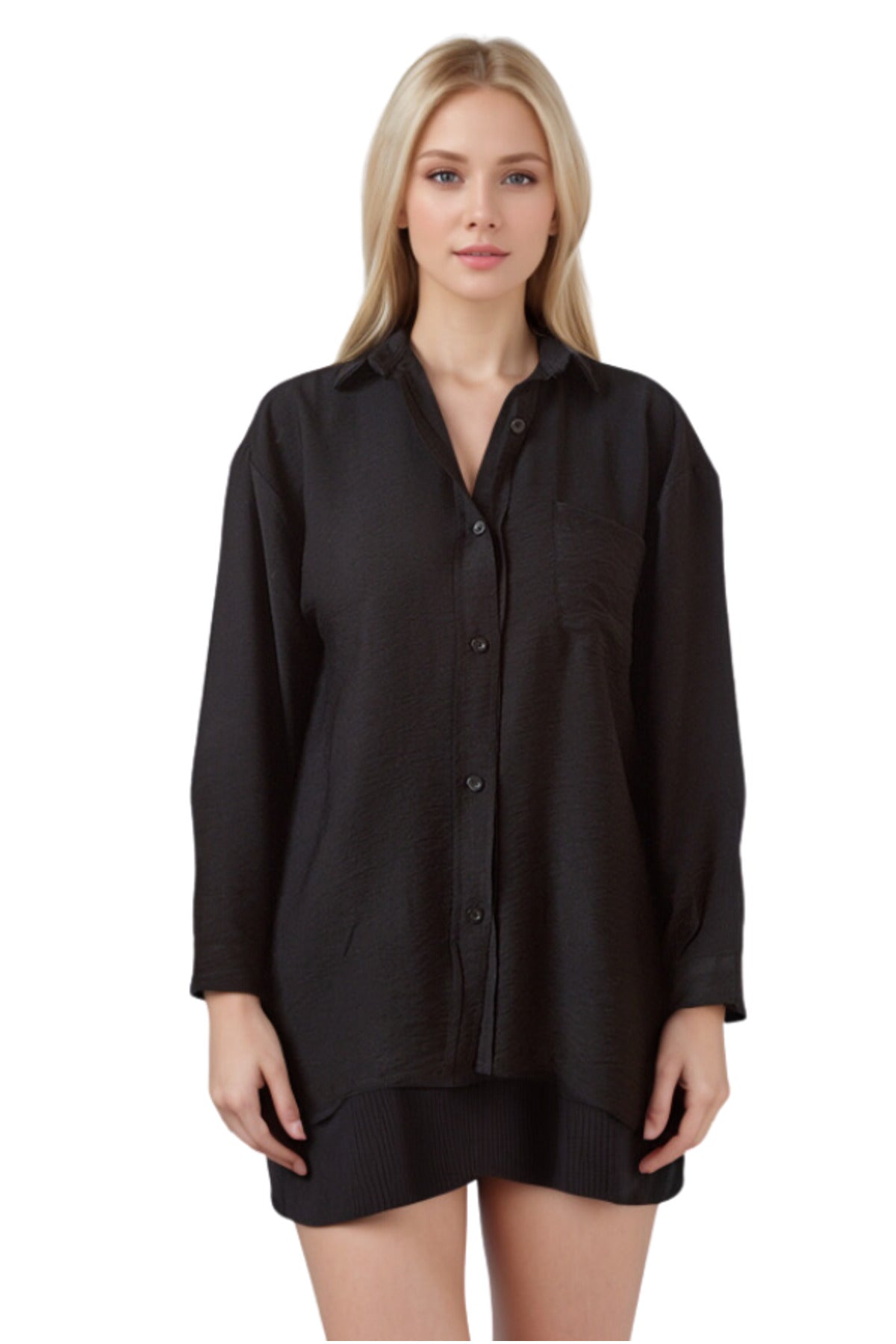 Georgia Women's Oversized Long Sleeve Shirt - Black