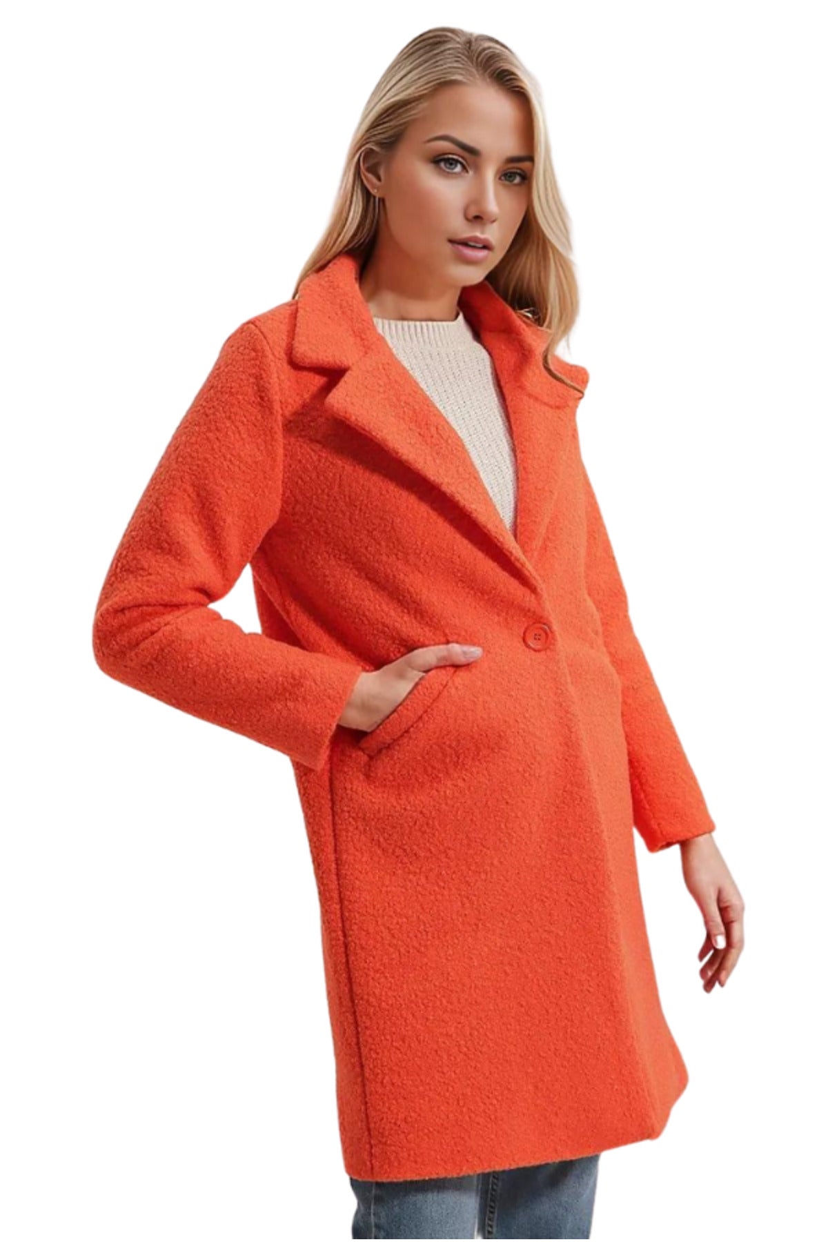 Stella Women's Oversized Teddy Trench Coat - Orange
